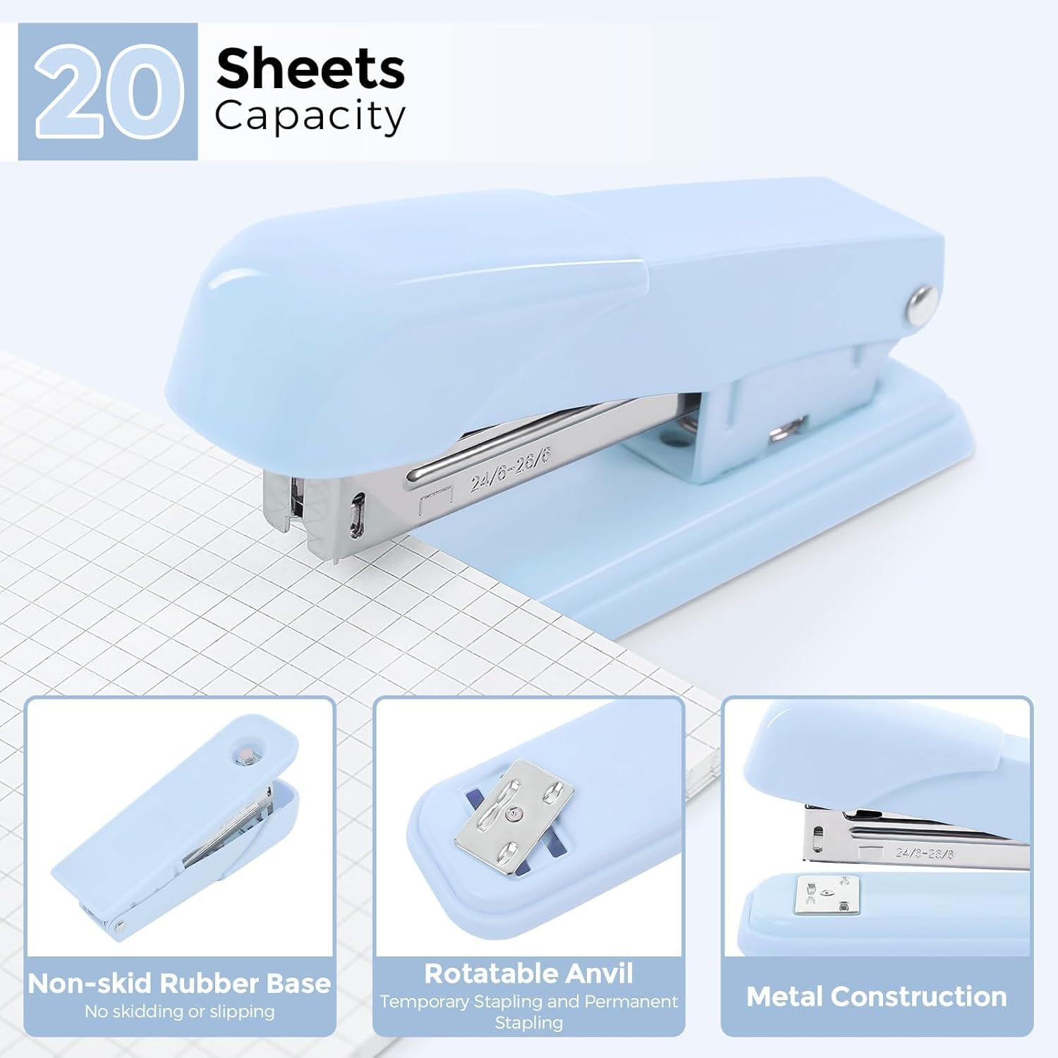 SKYDUE Pink Office Desk Accessories, Pink Office Supplies, Stapler, Tape Dispenser, Scissors, Clips and 1000pcs Staples,Office Supplies for Desk for Women
