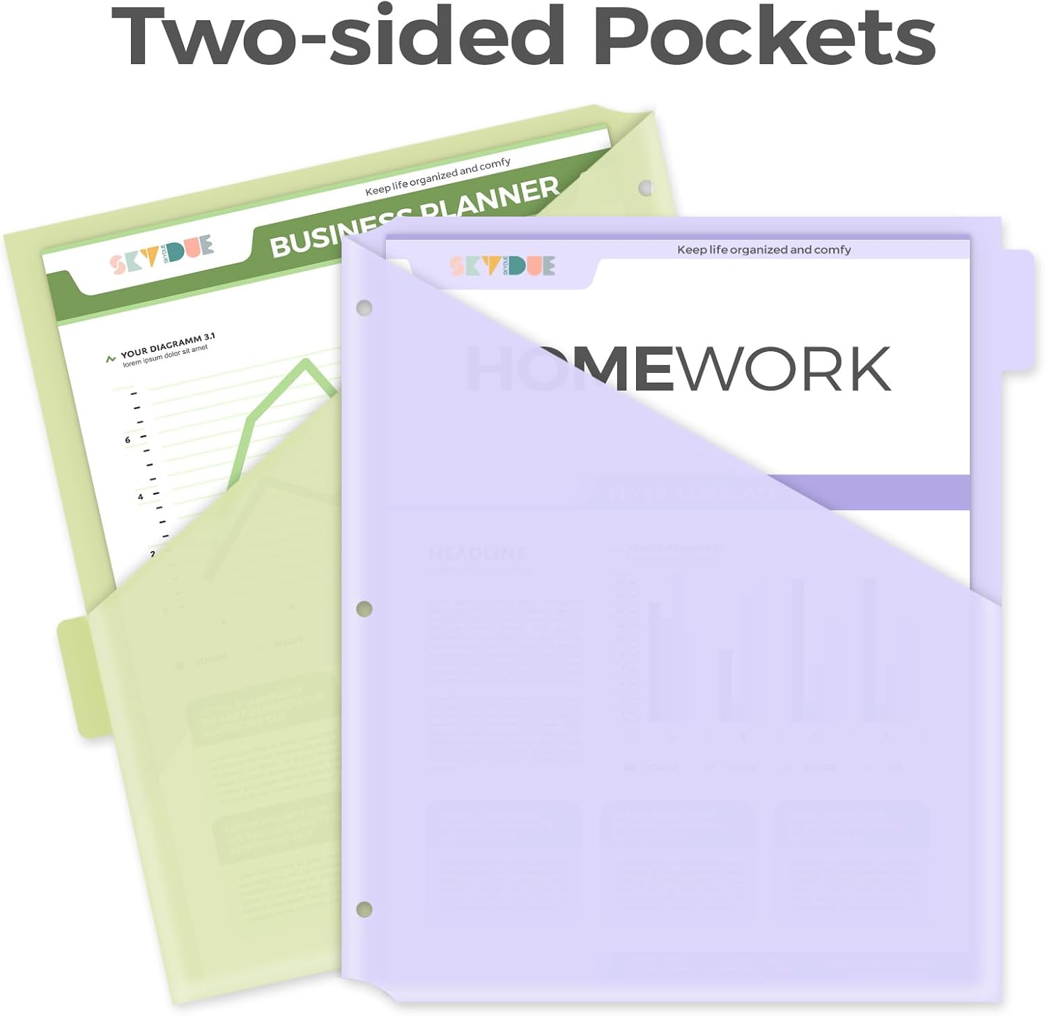 SKYDUE Binder Dividers with Tabs and Pockets, 6 Tabs Dividers for 3 Ring Binder, Tear-Resistant Plastic Binder Dividers for School, Office, Home