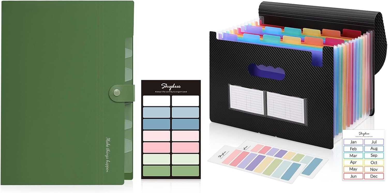 SKYDUE Expanding File Organizer with 8 Pockets & Accordion File Organizer, 13 Pockets