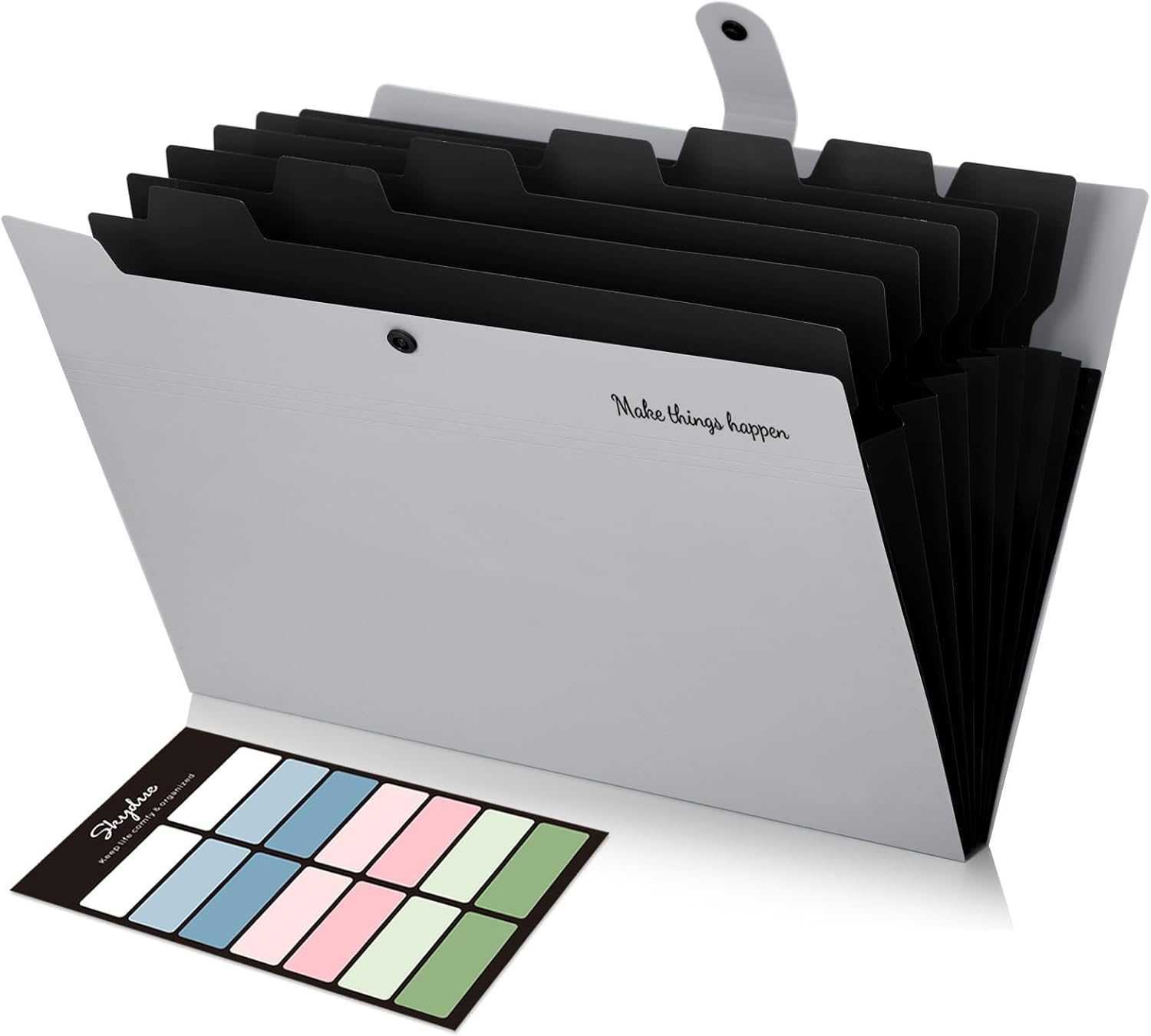 SKYDUE Grey Accordion File Organizer, File Folders with 8 Pockets & 5 Pockets Expanding File Folder