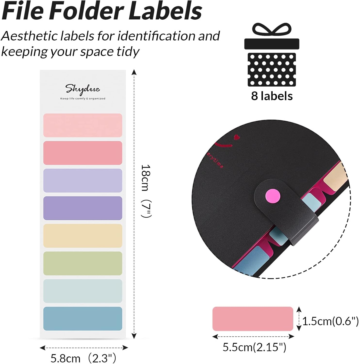 SKYDUE Expanding File Folders with 5 Pockets, Accordion File Organizer with 32 Labels, Portable Document Paper Organizer, Filing Folders, Letter / A4 Size, Pack of 4