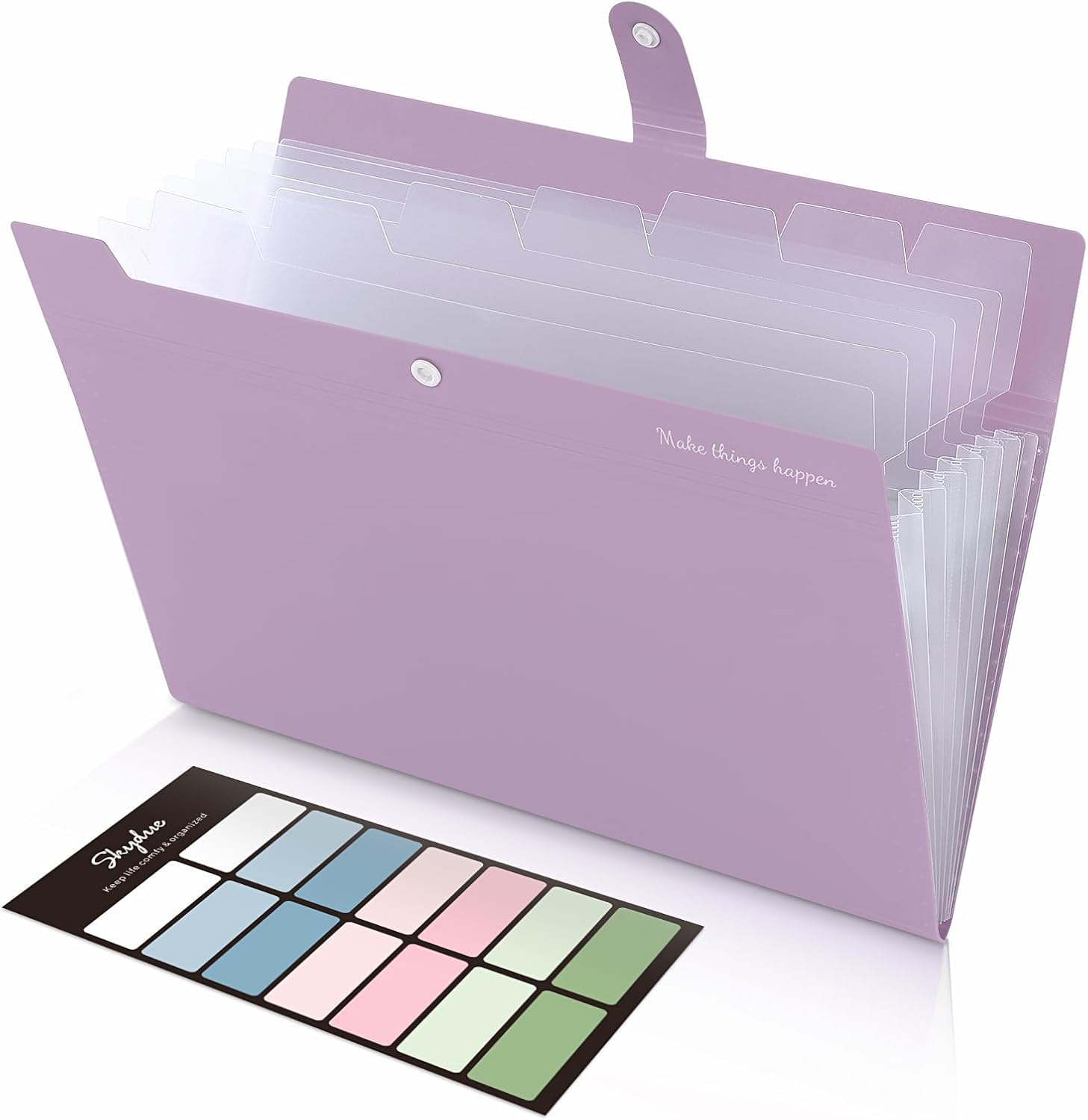 SKYDUE Expanding File Organizer with 8 Pockets, Accordion File Folders with Labels, Portable Document Paper Bill Receipt Organizer, Home College School Office Supplies, Letter Size, Blue