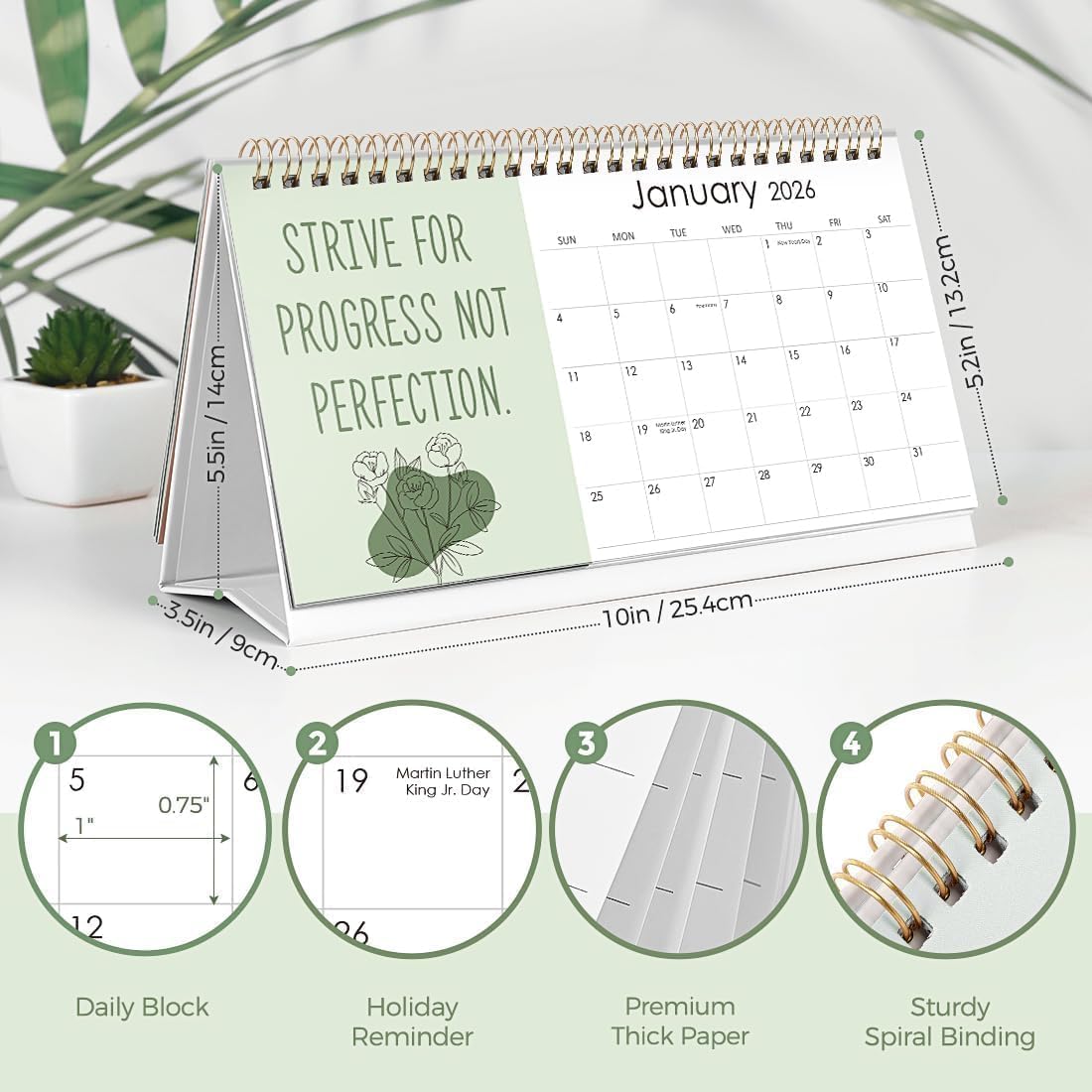 SKYDUE 2026 Small Desk Calendar 5.5" x 10" (Dec 2025 - Dec 2026), Inspirational Calendar 2026, Motivational Desk Calendar with Affirmations,Positive, Motivational and Inspirational Gifts