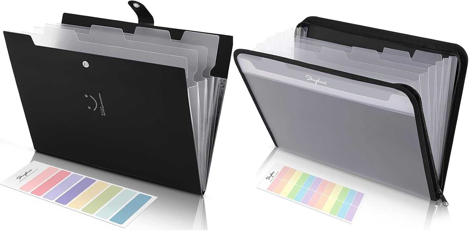 SKYDUE File Folder with 8 Labels, 5 Pockets and 7 Pocket Expanding File Folder with Front Pocket, Letter Size,