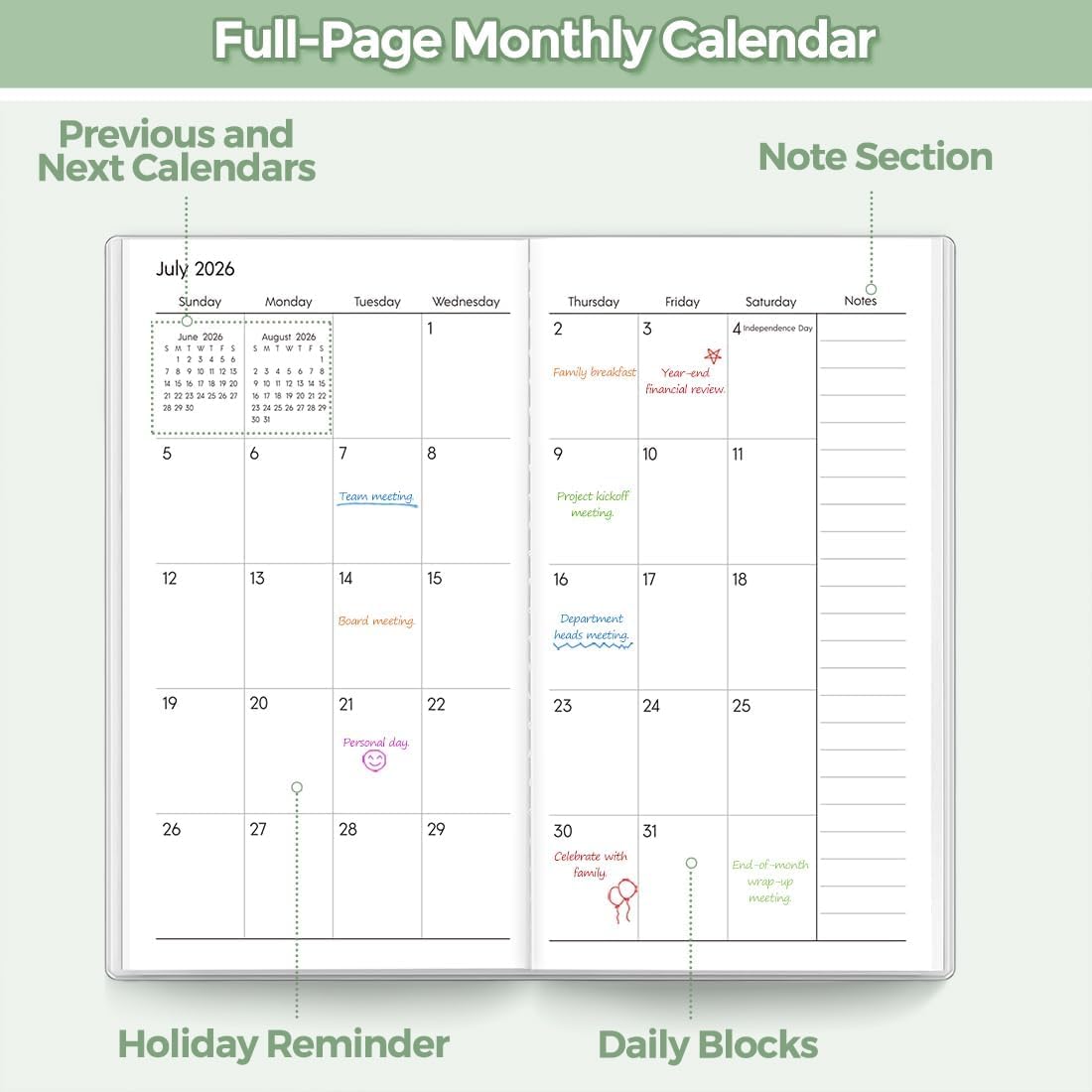 SKYDUE Pocket Calendar 2026-2027, Monthly Planner Jan 2026- Dec 2027 for Purse, 6.7" x 3.7" 2 Year Small Pocket Planner, Compact Design with Plastic Sleeve Blue