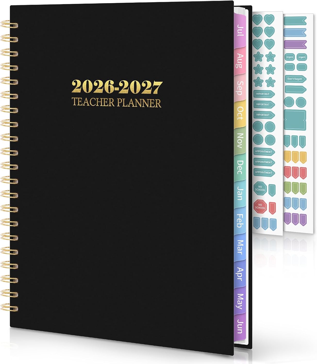 SKYDUE Teacher Planner 2026-2027 Academic Year, 8.5" x 11" Teacher Lesson Planner with Monthly Tabs & Stickers, Lesson Plan Book 26-27, Floral