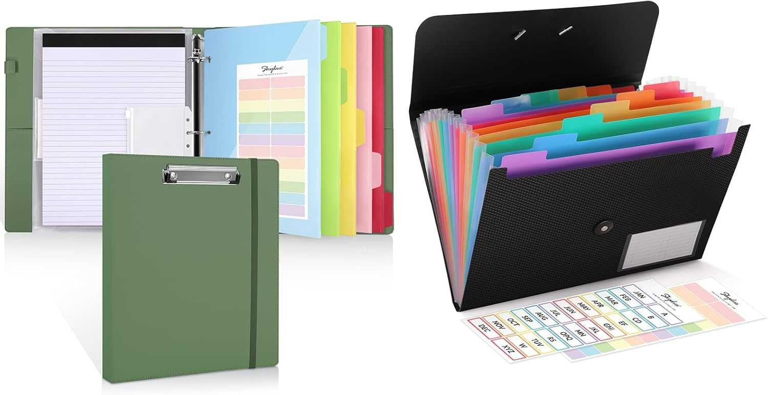 SKYDUE 3 Ring Binder with Clipboard Kit and Expanding File Folder, Accordion File Organizer with 13 Pockets Bundle Sales