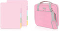 SKYDUE Zipper Binder 3 Inch D-Ring School with Binder Dividers, 5 Tabs Dividers, Pack of 2 Set, Pink
