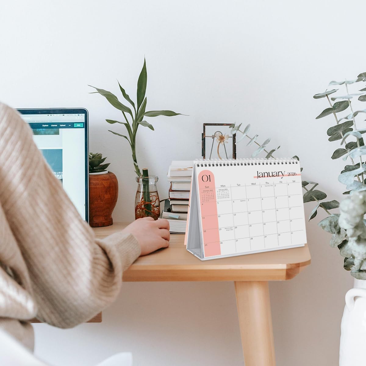 SKYDUE Desk Calendar 2026, 18 Months Small Desk Calendar 2026-2027, Jan 2026 to Jun 2027, 10" x 8" Desktop Calendar Planner with Stickers, Black