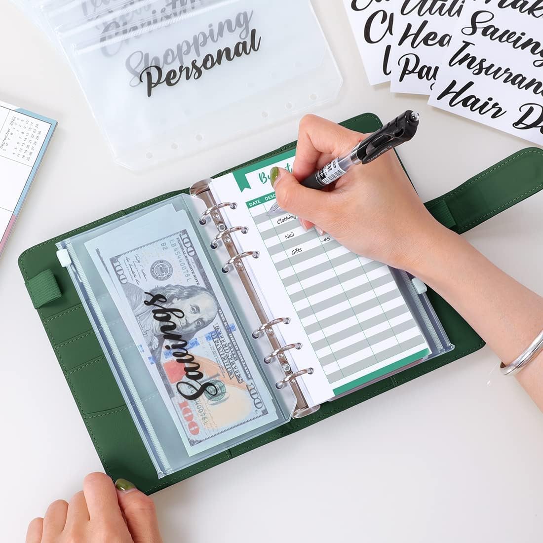 SKYDUE Budget Binder, Money Saving Binder with Zipper Envelopes, Cash Envelopes and Expense Budget Sheets for Budgeting