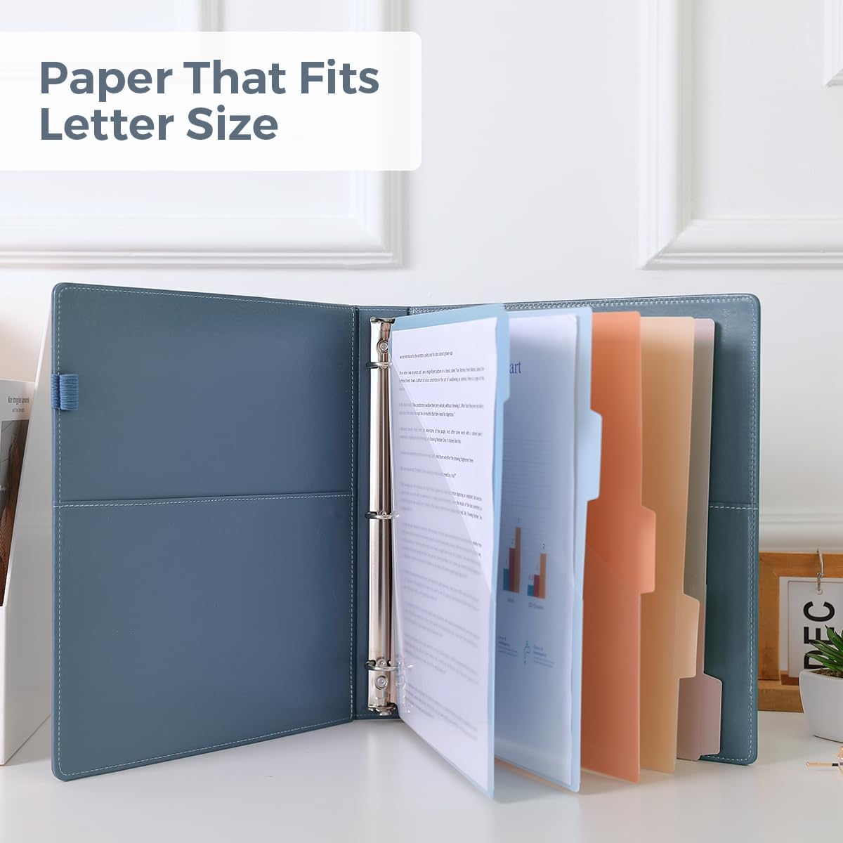 SKYDUE Clipboard Binder with Refillable Notepad, PU Clipboard Folder Includes 5 Dividers with 10 Pockets, Labels, 3 Ring Binder 1 Inch for School Office (Fit Letter Sized Paper),Olivegreen