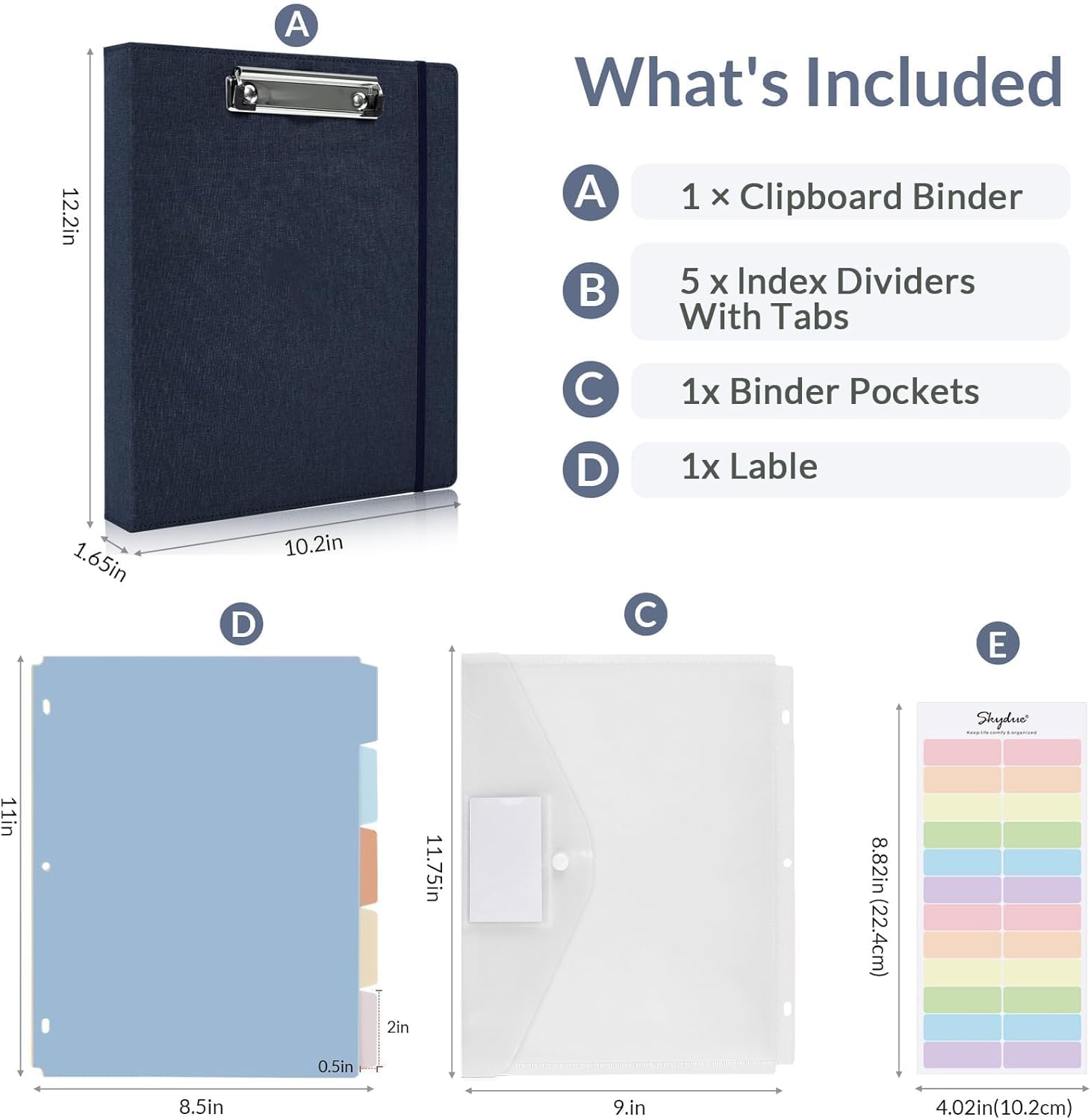 SKYDUE Clipboard Binder with Dividers,1 Inch Linen 3 Ring Binder with Clipboard on Front for Organizer, Clipboard Folder with Pocket, Labels Office Supplies OliveGreen