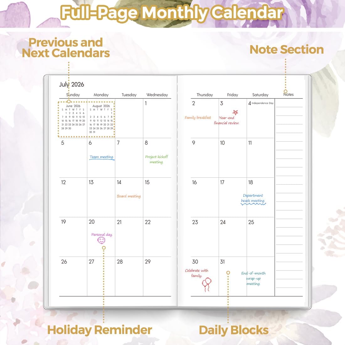 SKYDUE Pocket Calendar 2026-2027, Pocket Monthly Planner Jan 2026 - Dec 2027 for Purse, 6.7" X 3.7" 24-Month Small Planner, Academic Year Calendar, Compact Design with Plastic Sleeve