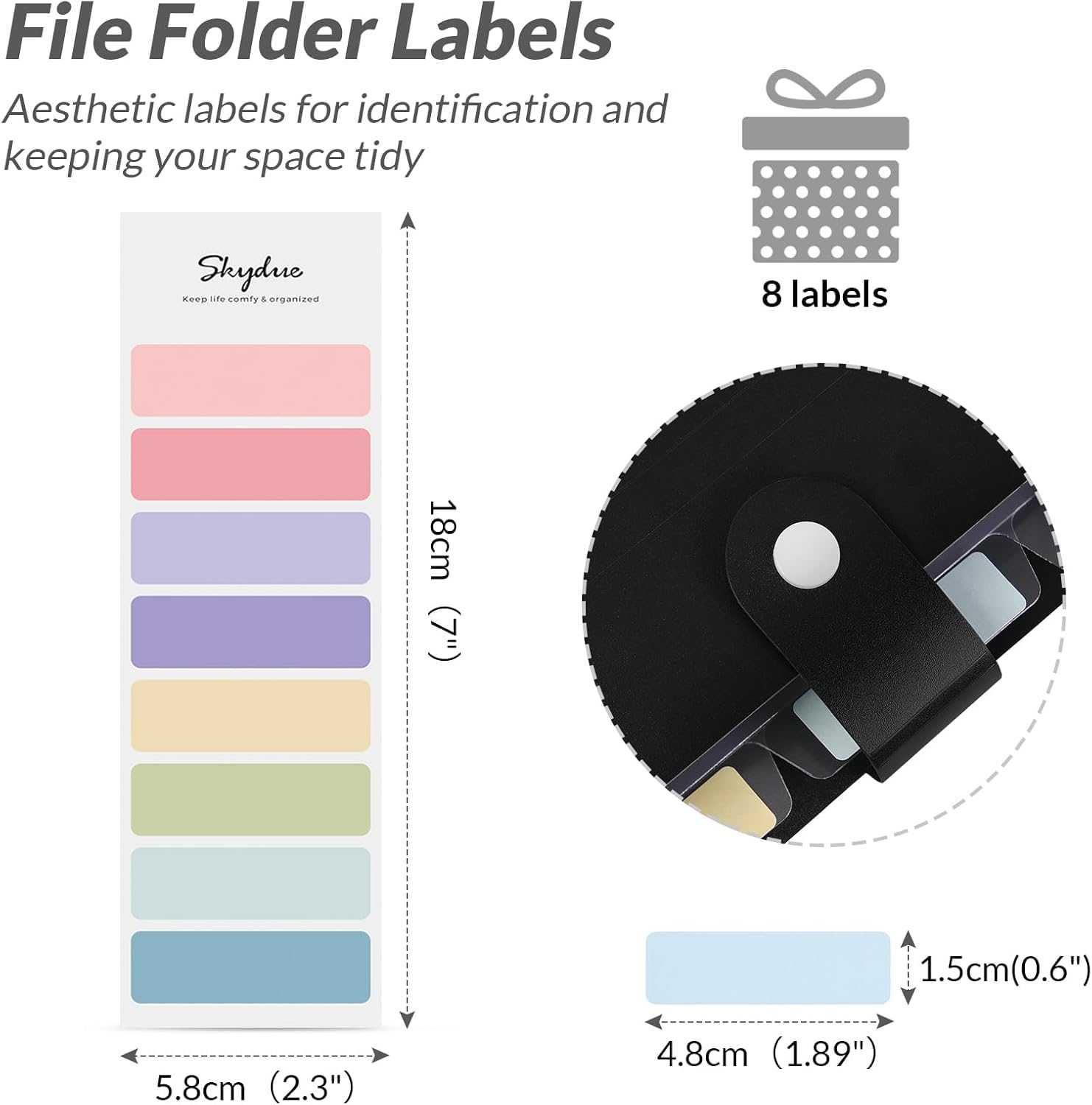 SKYDUE File Folder with 8 Labels, 5 Pockets and 7 Pocket Expanding File Folder with Front Pocket, Letter Size,