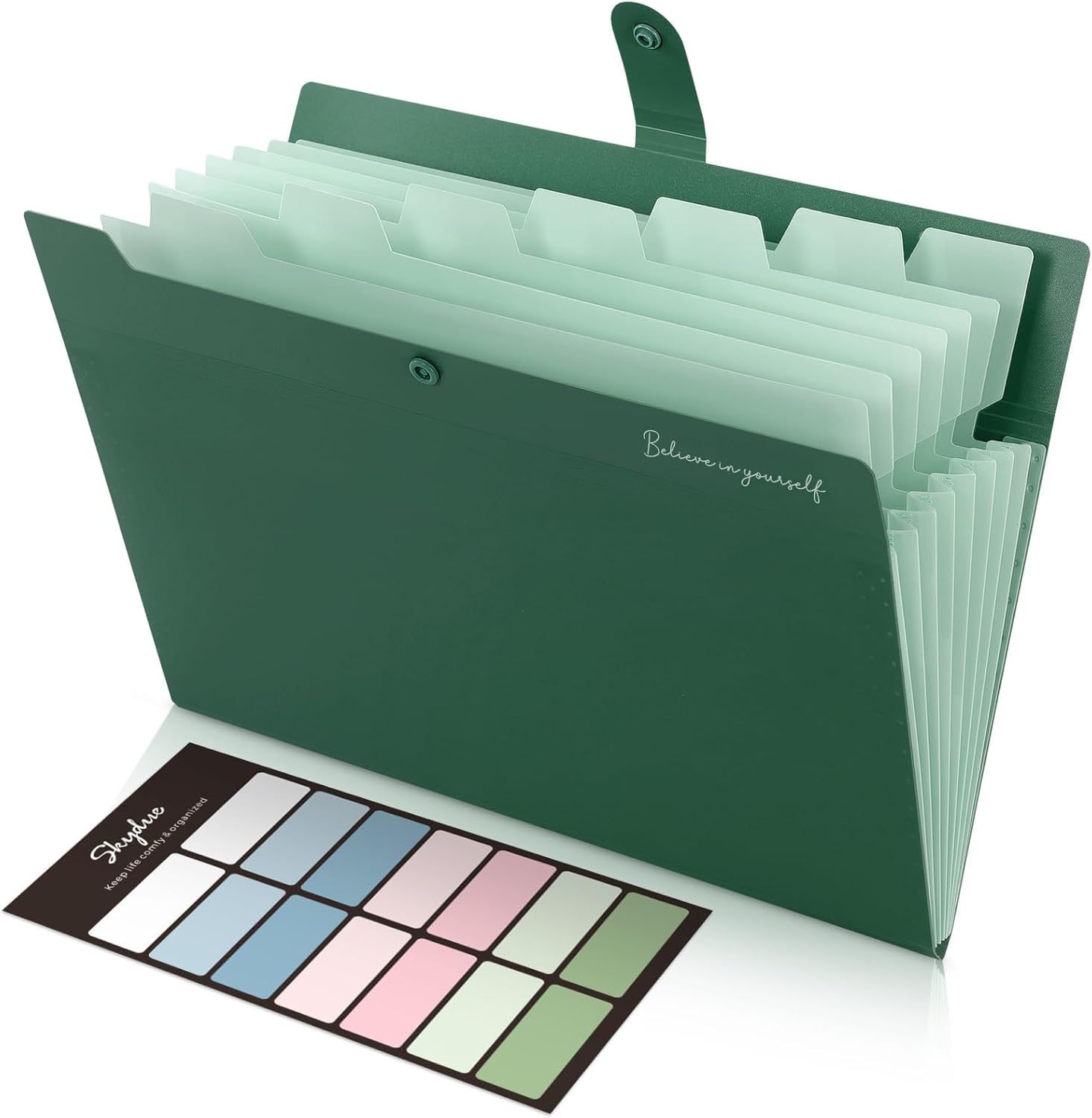 SKYDUE Expanding File Organizer with 8 Pockets, Accordion File Folders with Labels, Portable Document Paper Bill Receipt Organizer, Home College School Office Supplies, Letter Size, Blue