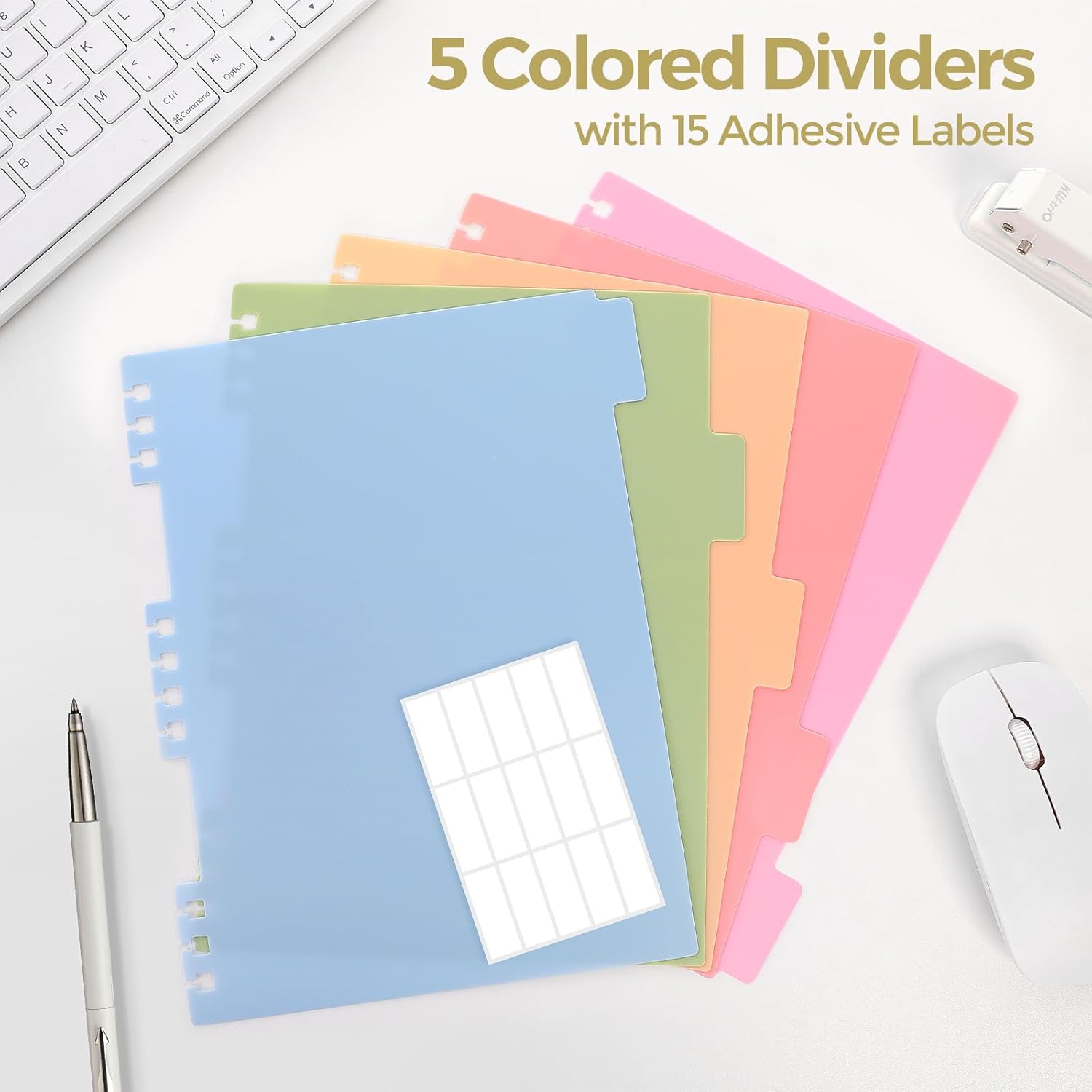 SKYDUE Hardcover Spiral Notebook, 300 Pages 8" x 10" College Ruled Notebook for Work with Dividers & Pockets, 5 Subject Notebook Journals for Women, Double Wire Bound, Tab Stickers Included, Pink