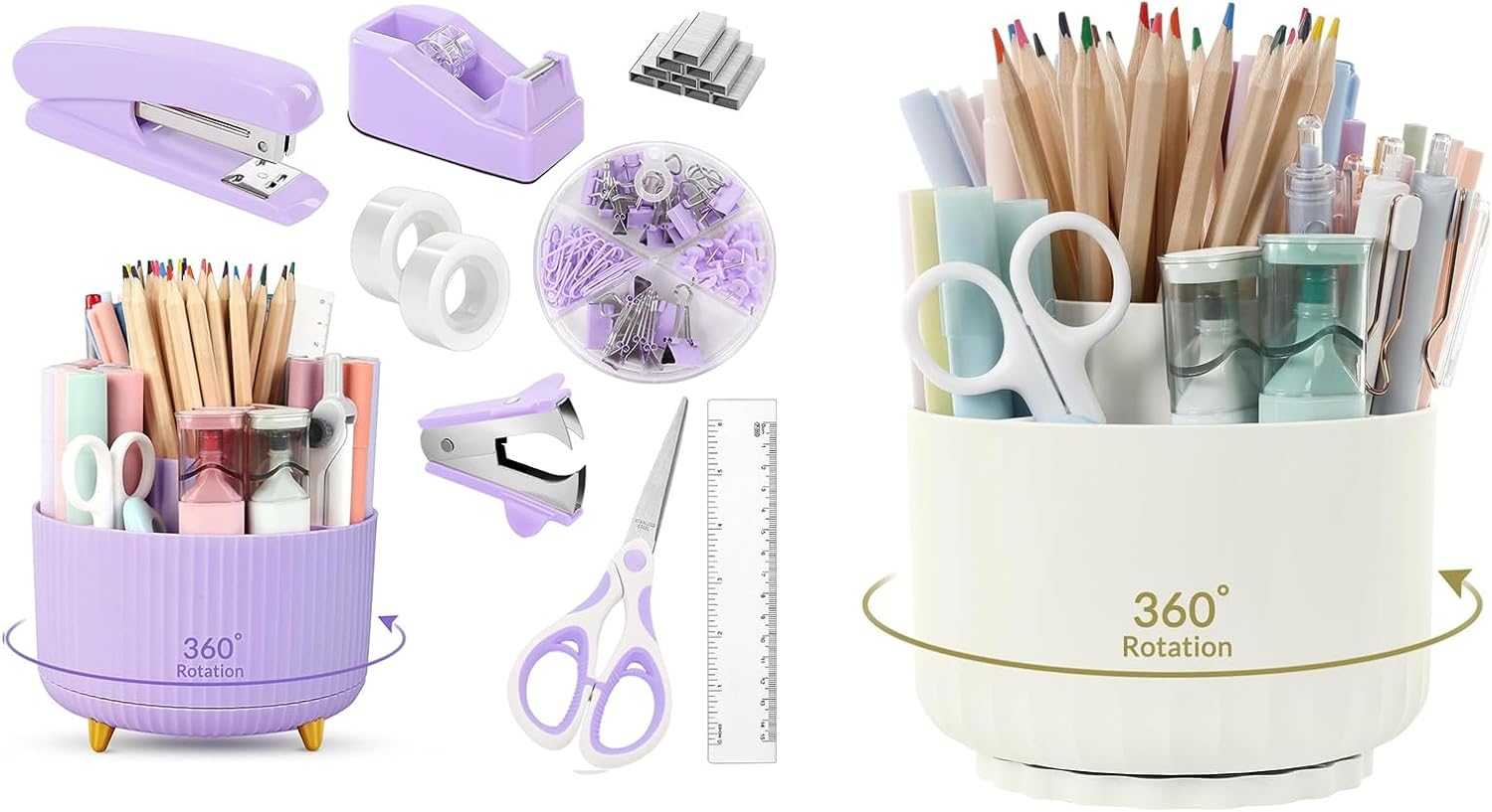 SKYDUE Purple Office Desk Accessories 10PCS,Pencil Holder for Desk