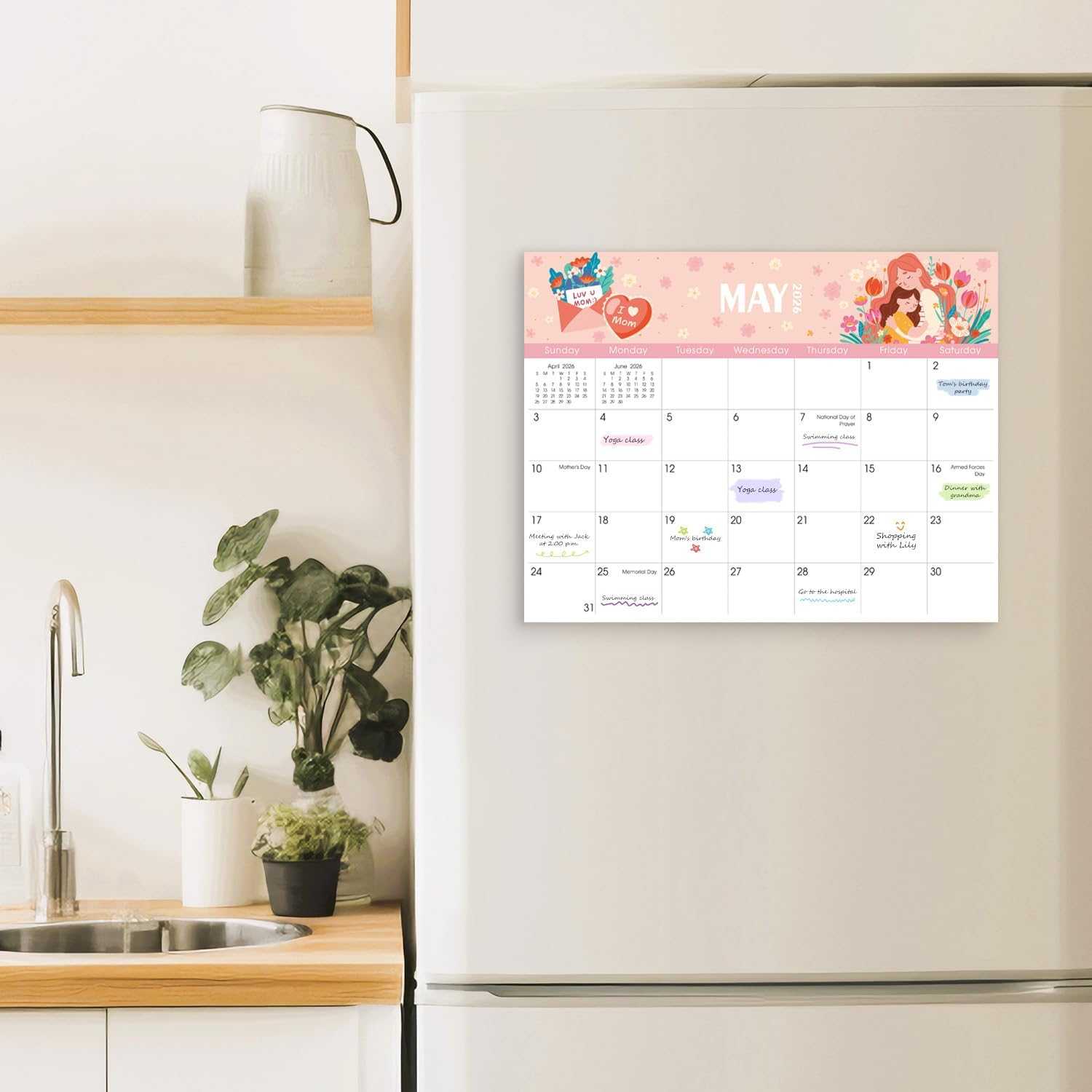 SKYDUE Magnetic Calendar for Refrigerator, Fridge Calendar 2026-2027– 11" x 8.5", 20 Months from Nov. 2025 to Jun. 2027, Holiday Themed