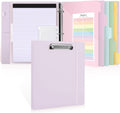 SKYDUE Clipboard Binder with Refillable Notepad, PU Clipboard Folder Includes 5 Dividers with 10 Pockets, Labels, 3 Ring Binder 1 Inch for School Office (Fit Letter Sized Paper),Olivegreen