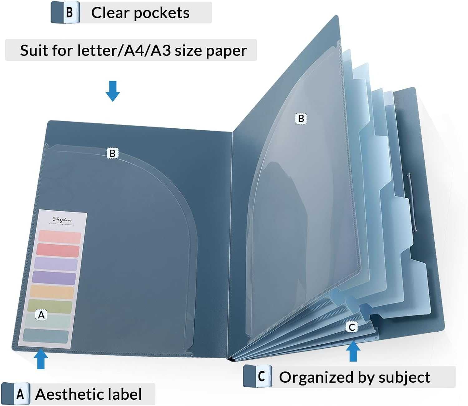 SKYDUE Expanding File Organizer with 8 Pockets and 5 Pocket Expanding File Folder