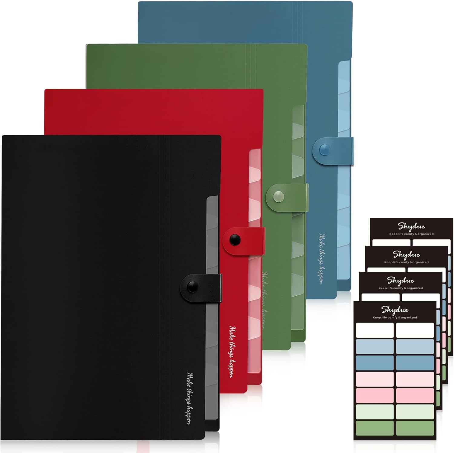SKYDUE Expanding File Organizer with 8 Pockets, Accordion File Folders with Labels, Portable Document Paper Bill Receipt Organizer, Home College School Office Supplies, Letter Size, Blue