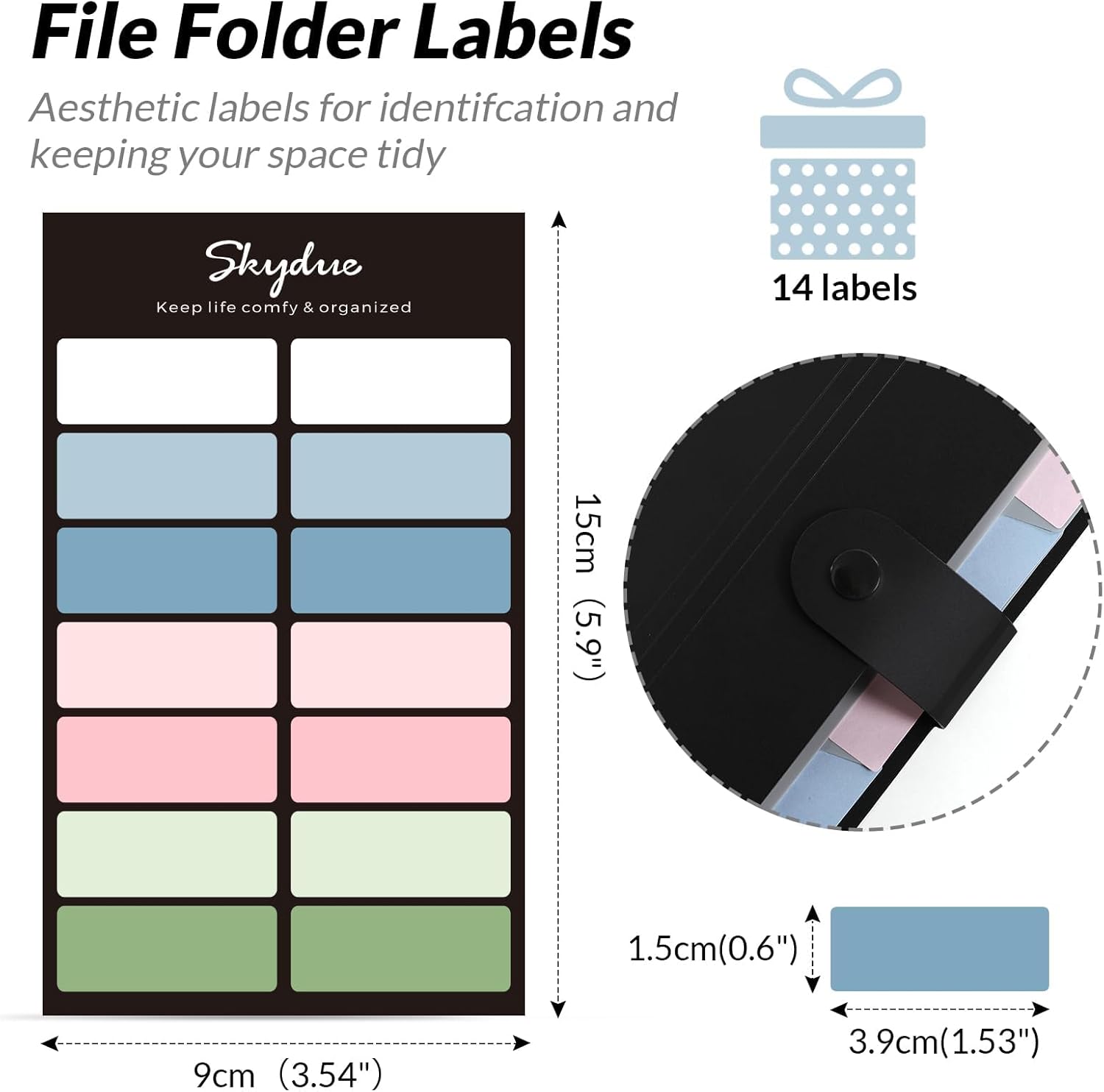 SKYDUE Expanding File Organizer with 8 Pockets, Accordion File Folders with Labels, Portable Document Paper Bill Receipt Organizer, Home College School Office Supplies, Letter Size, Blue