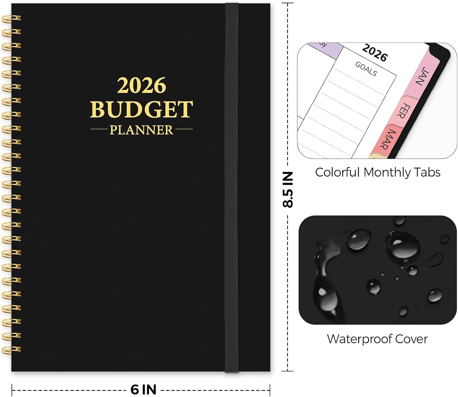 2026 Budget Planner, January 2026 - December 2026, Monthly Budget Book with Expense Tracker Notebook, 12 Month Bill Organizer & Finance Planner to Manage Your Money, 6" x 8.5" Account Book with Tab