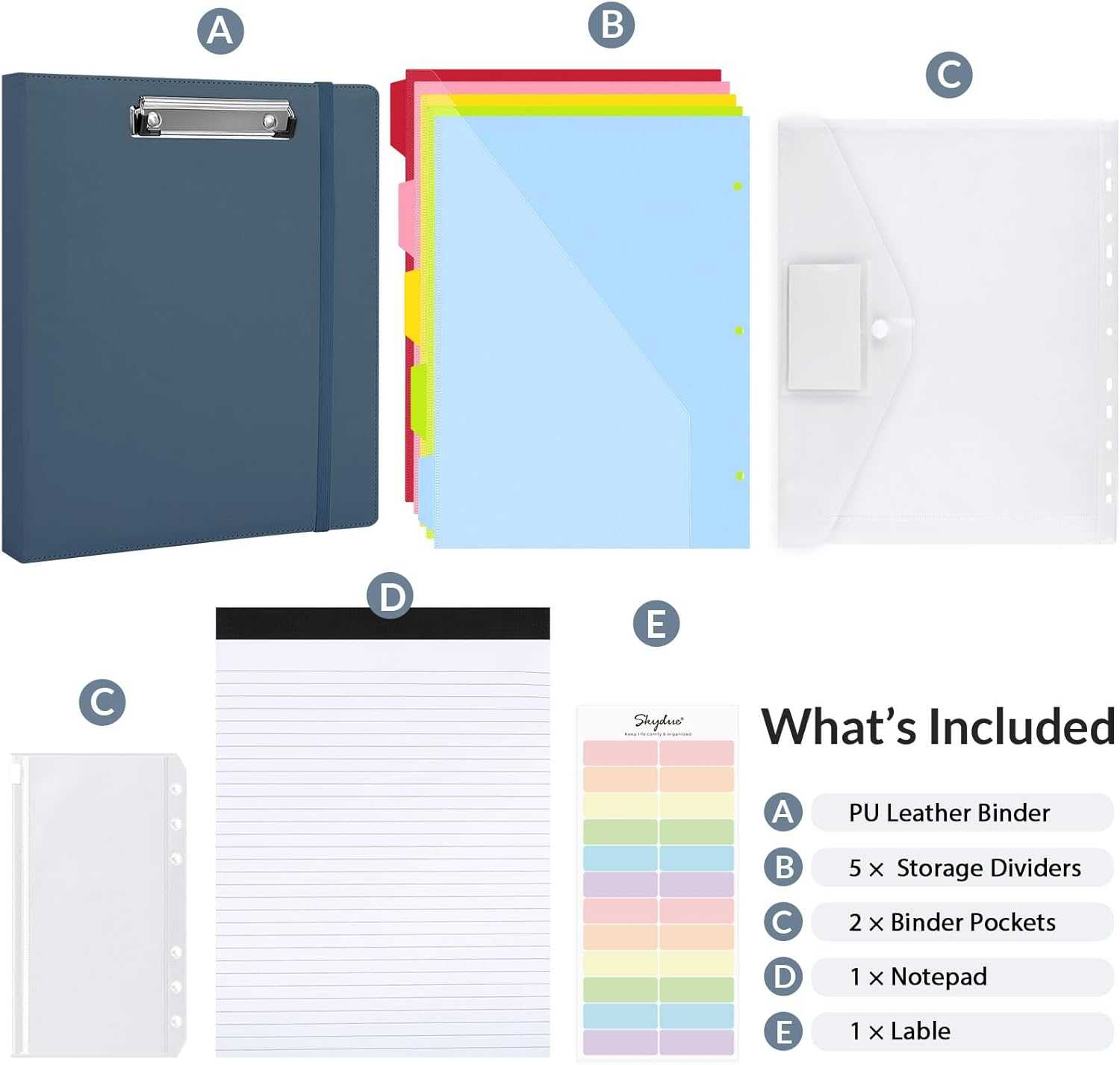 SKYDUE 3 Ring Binder with Clipboard & Expanding File Organizer with 8 Pockets