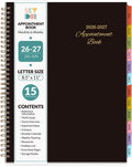 SKYDUE Appointment Book 2026-2027, Academic Hourly Planner from July 2026 - June 2027, 8.5" x 11" Weekly & Monthly Schedule Planner with 15-Minute Interval- Perfect for Daily Planning White Flower