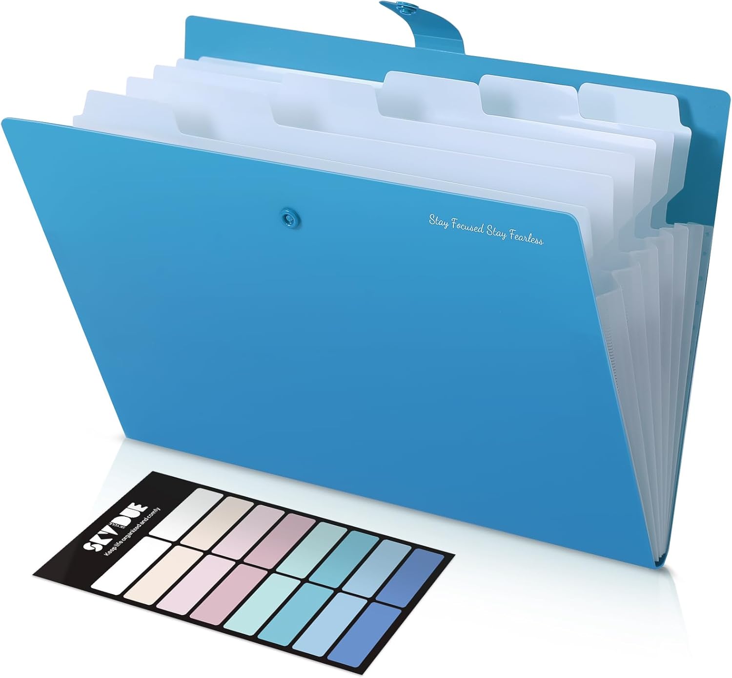 SKYDUE 7-Pocket Expanding File Folder, Professional Accordion Document Organizer with Labels, Portable Paper Receipt Holder for Office Home Business, Letter/A4 Size Green