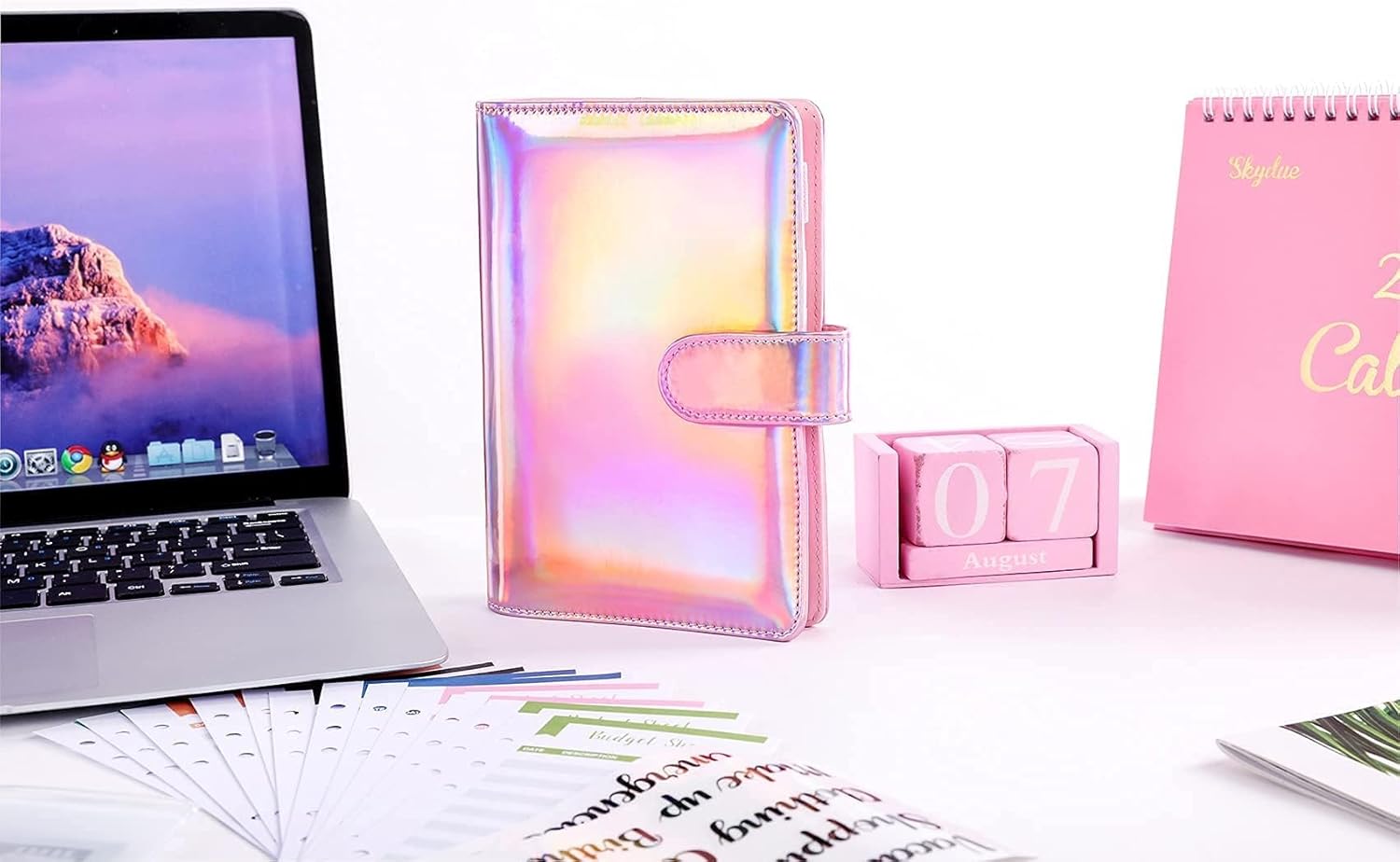 SKYDUE Budget Binder, Money Saving Binder with Zipper Envelopes, Cash Envelopes and Expense Budget Sheets for Budgeting