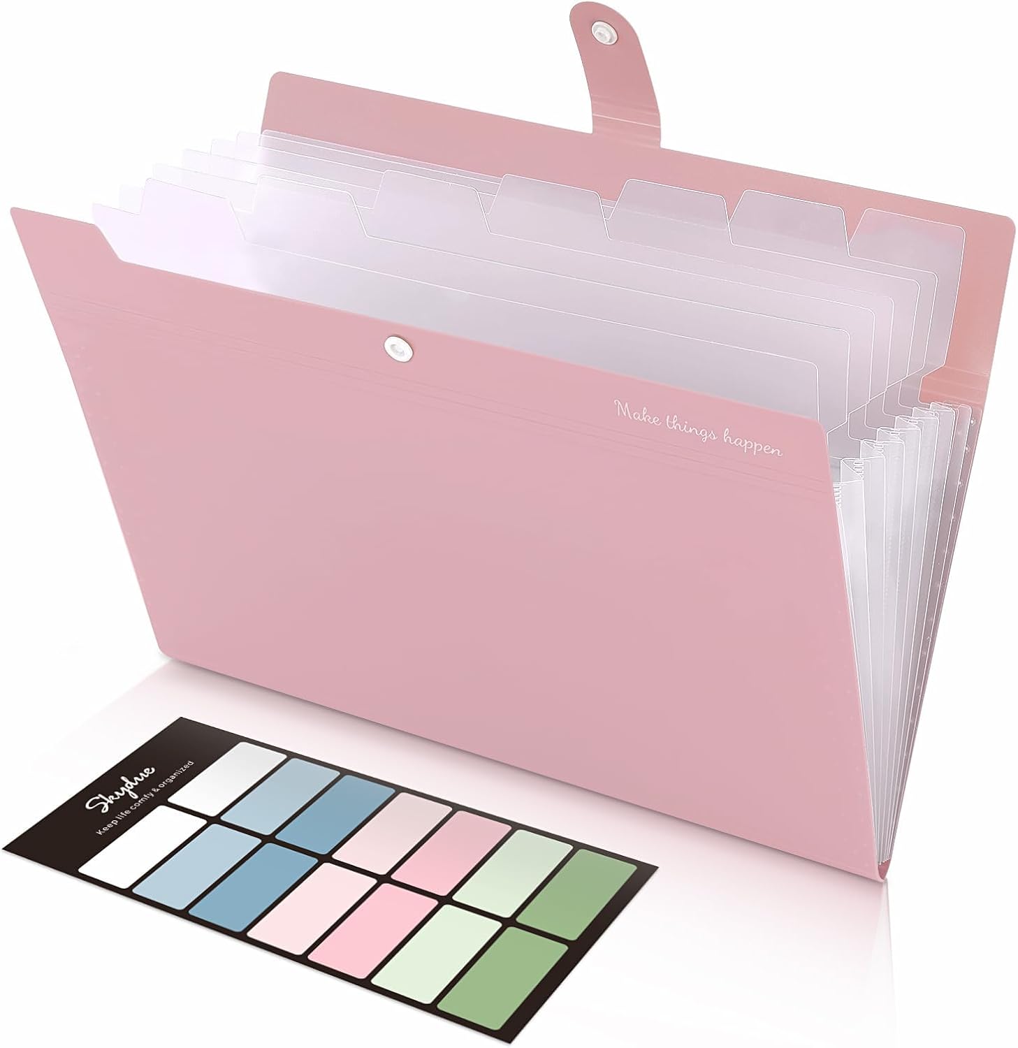 SKYDUE Expanding File Organizer with 8 Pockets, Accordion File Folders with Labels, Portable Document Paper Bill Receipt Organizer, Home College School Office Supplies, Letter Size, Blue