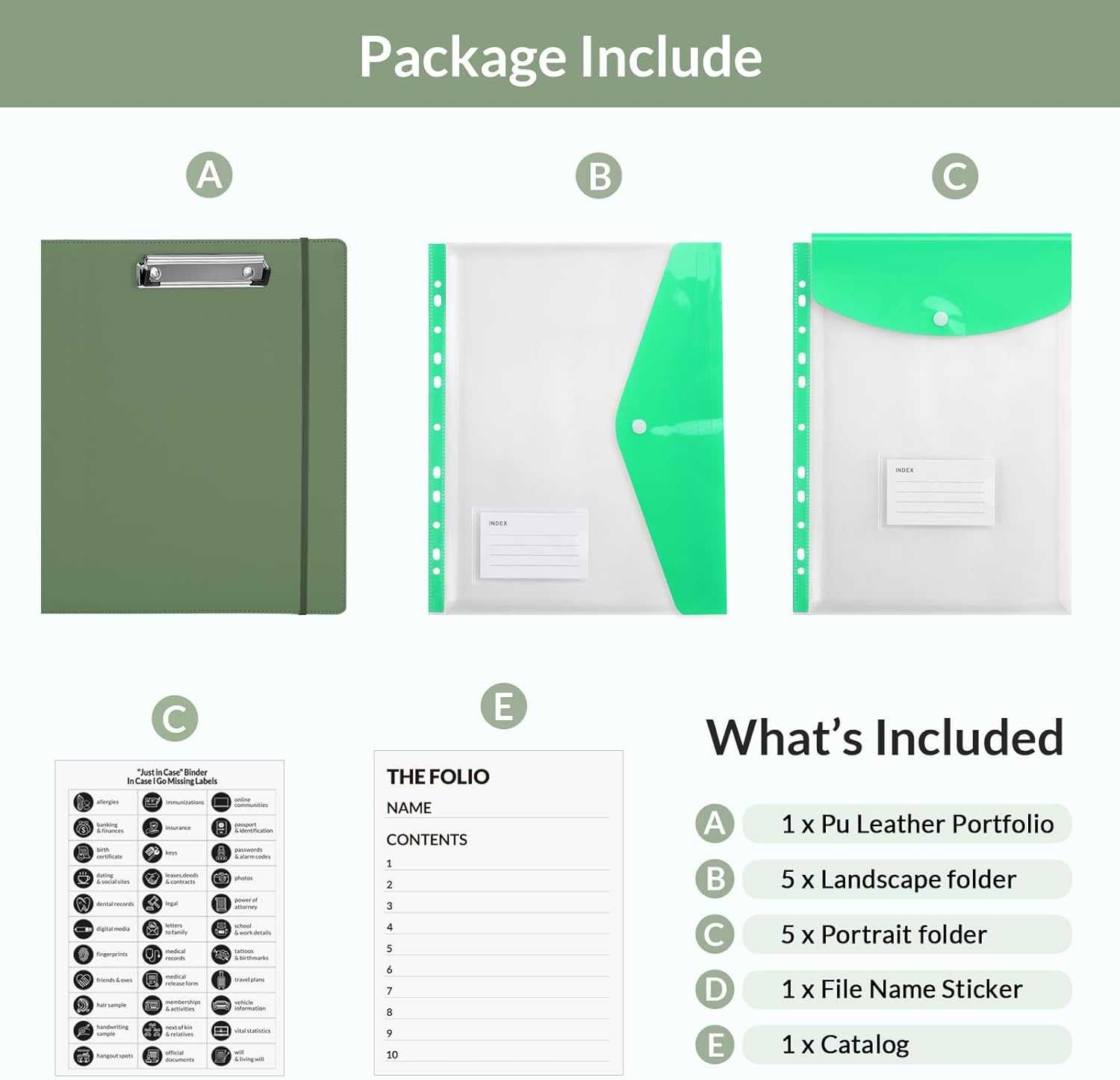Document Organizer Folio - Emergency/Certificate/Birth Document Binder for Home, Office and School