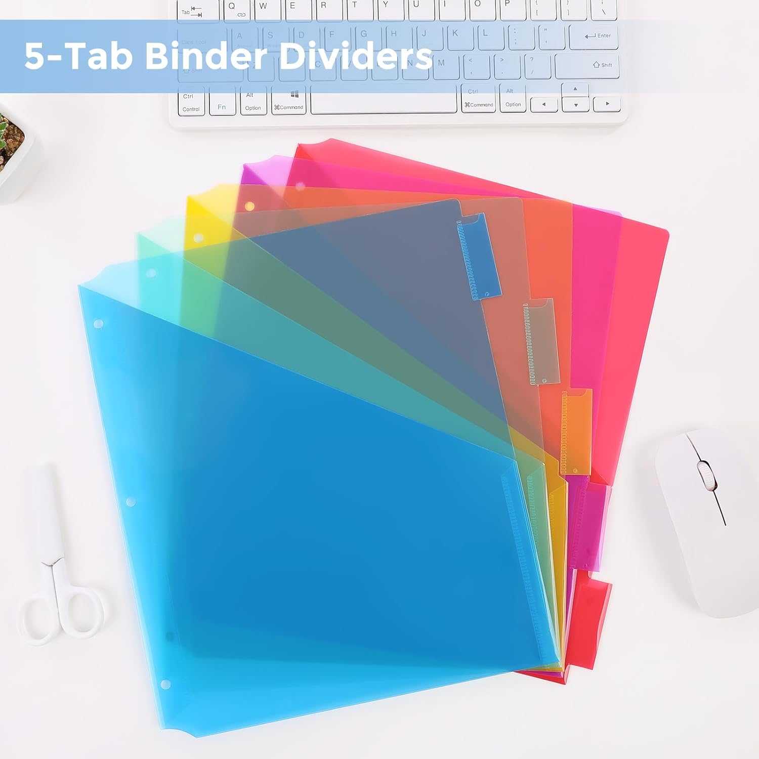 SKYDUE Binder Dividers with Two Pockets, 1Set, 5 Tabs Dividers for 3 Ring Binder, Plastic Binder Dividers with Tabs for School, Office, and Home Organization,Blue