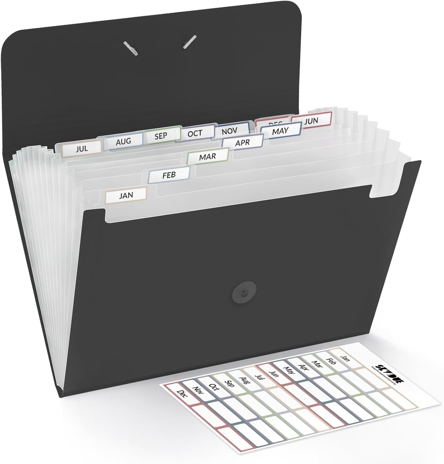 SKYDUE Expanding File Folder, Accordion File Organizer with 13 Pockets for A4/Letter Sized Paper, Accordion Folder with Labels - Document Receipt Organizer for Office, School, Home