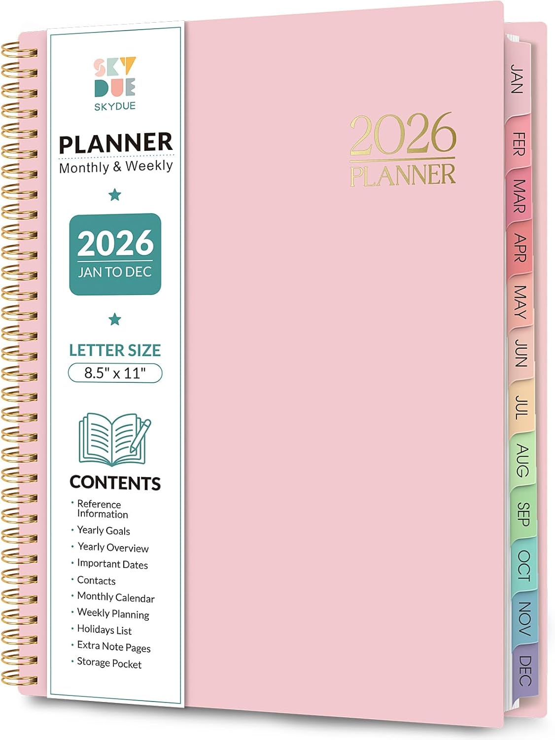Planner 2026, 8.5" x 11" Monthly & Weekly Planner with Tabs, JAN - DEC 2026, Goal Setting & Time Management Organizer for Professionals & Students