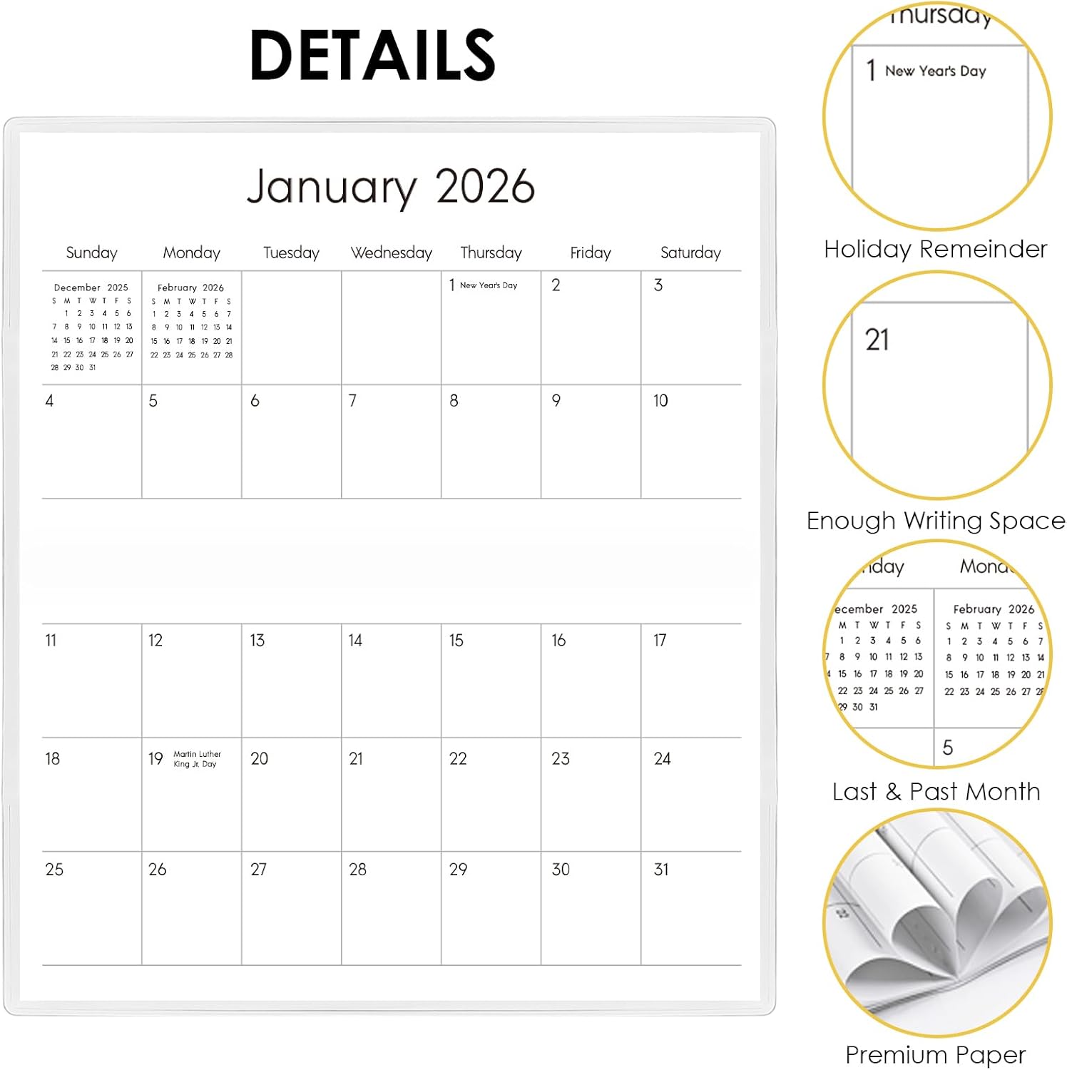 Pocket Calendar 2026-2027 for Purse, 2026-2027 Pocket Planner 24 Months with Soft Waterproof Cover and Premium Paper, 6.5" x 3.5", Floral