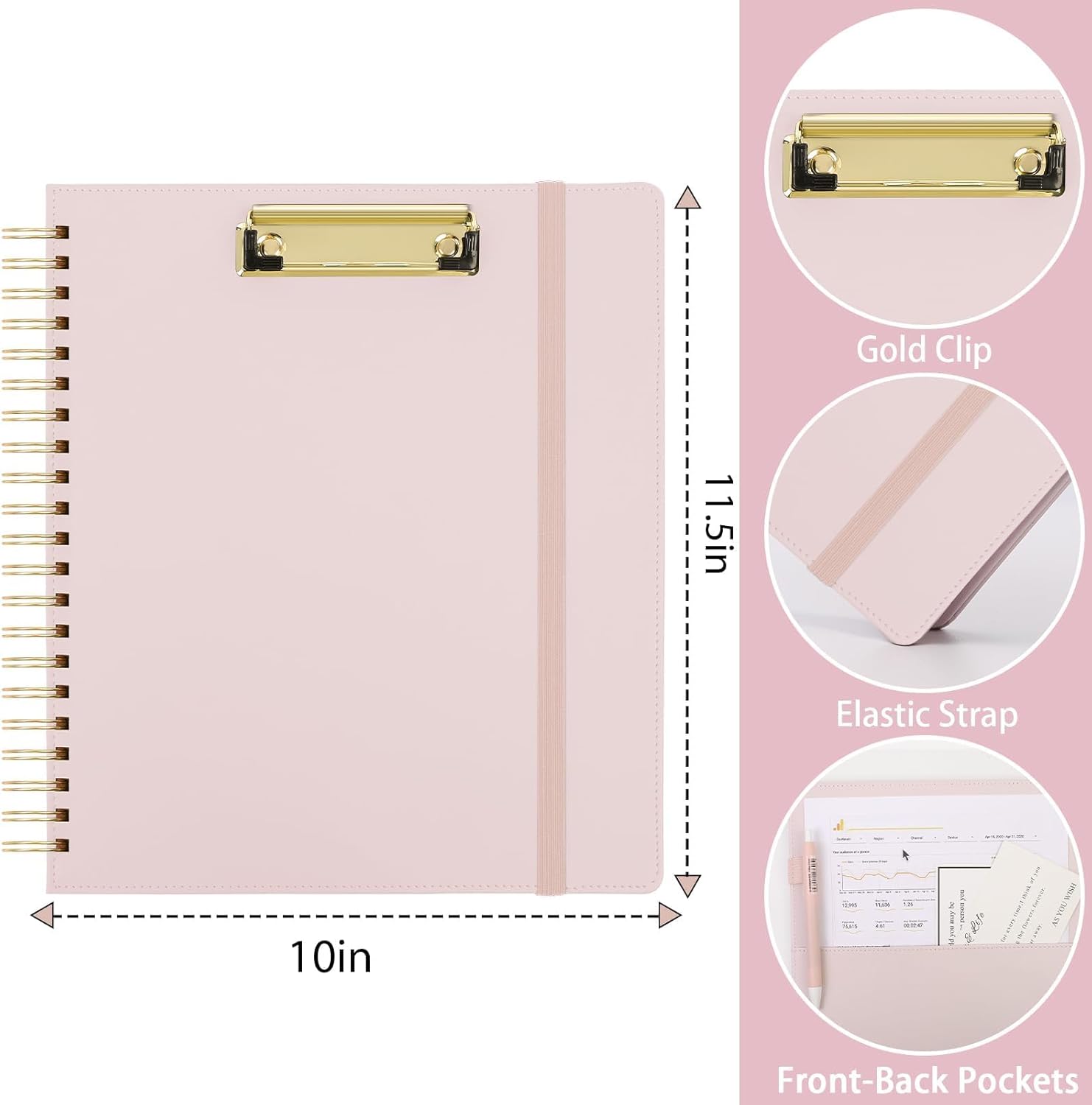 SKYDUE Clipboard Folder with Storage, 6 Dividers with 12 Pockets for Letter Size, Storage Clipboard Folio with Refillable Notepad, Spiral Clipboards Padfolio for Teacher Worker Supplies