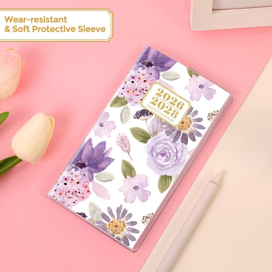 SKYDUE Pocket Calendar 2026-2027, Pocket Monthly Planner Jan 2026 - Dec 2027 for Purse, 6.7" X 3.7" 24-Month Small Planner, Academic Year Calendar, Compact Design with Plastic Sleeve