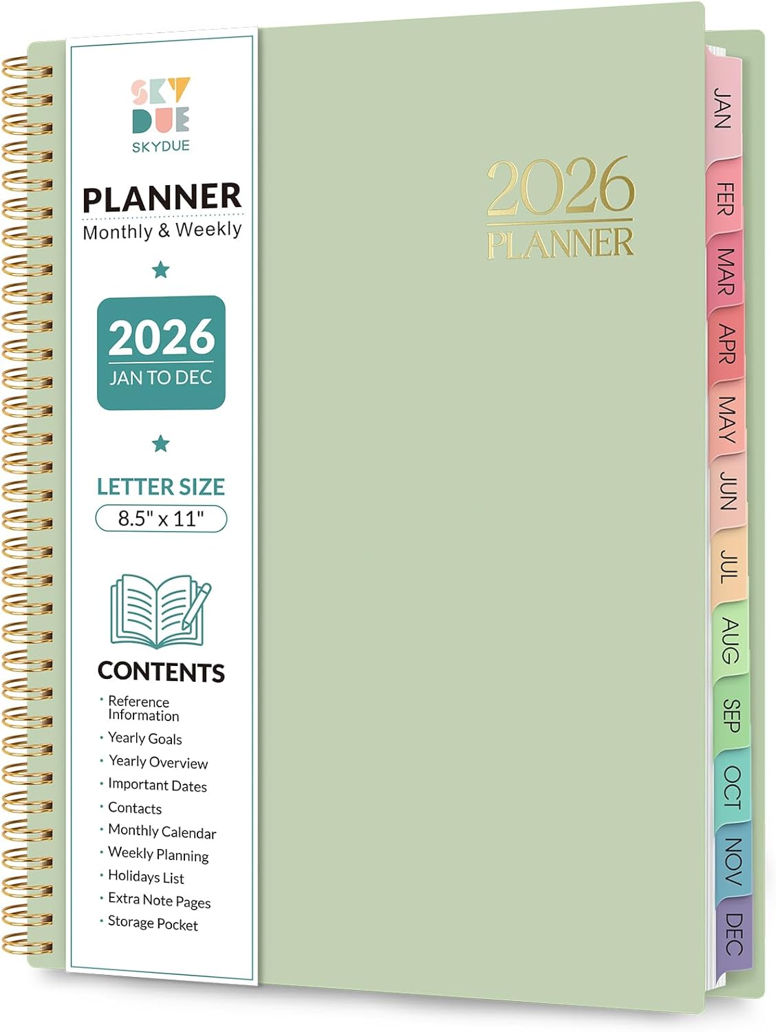 Planner 2026, 8.5" x 11" Monthly & Weekly Planner with Tabs, JAN - DEC 2026, Goal Setting & Time Management Organizer for Professionals & Students