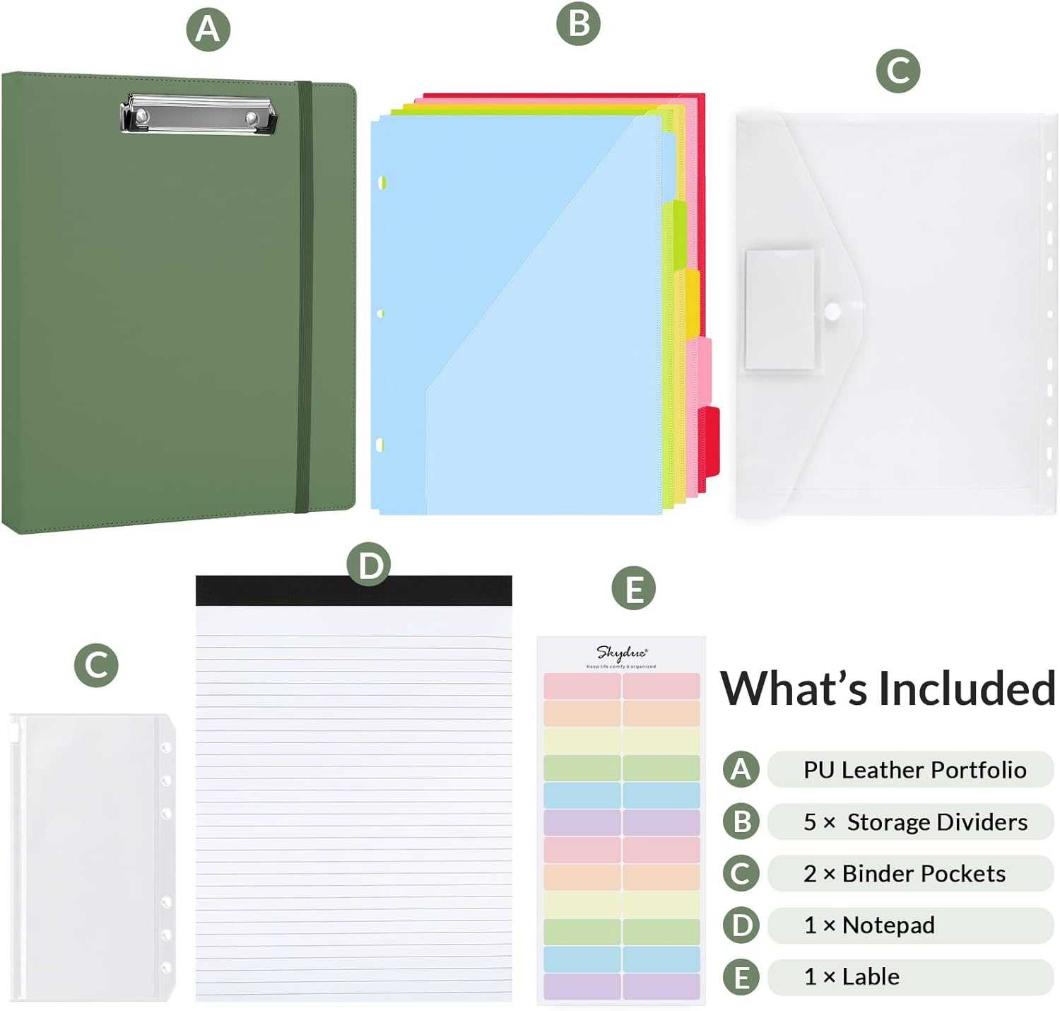 SKYDUE Binder Dividers with Tabs, 5 Tab Dividers, Pack of 2 Sets,