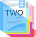 SKYDUE Binder Dividers with Two Pockets, 1Set, 5 Tabs Dividers for 3 Ring Binder, Plastic Binder Dividers with Tabs for School, Office, and Home Organization,Blue