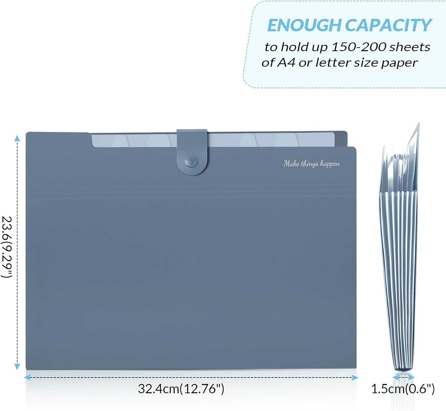 SKYDUE Expanding File Organizer with 8 Pockets & Plastic Pocket Folders