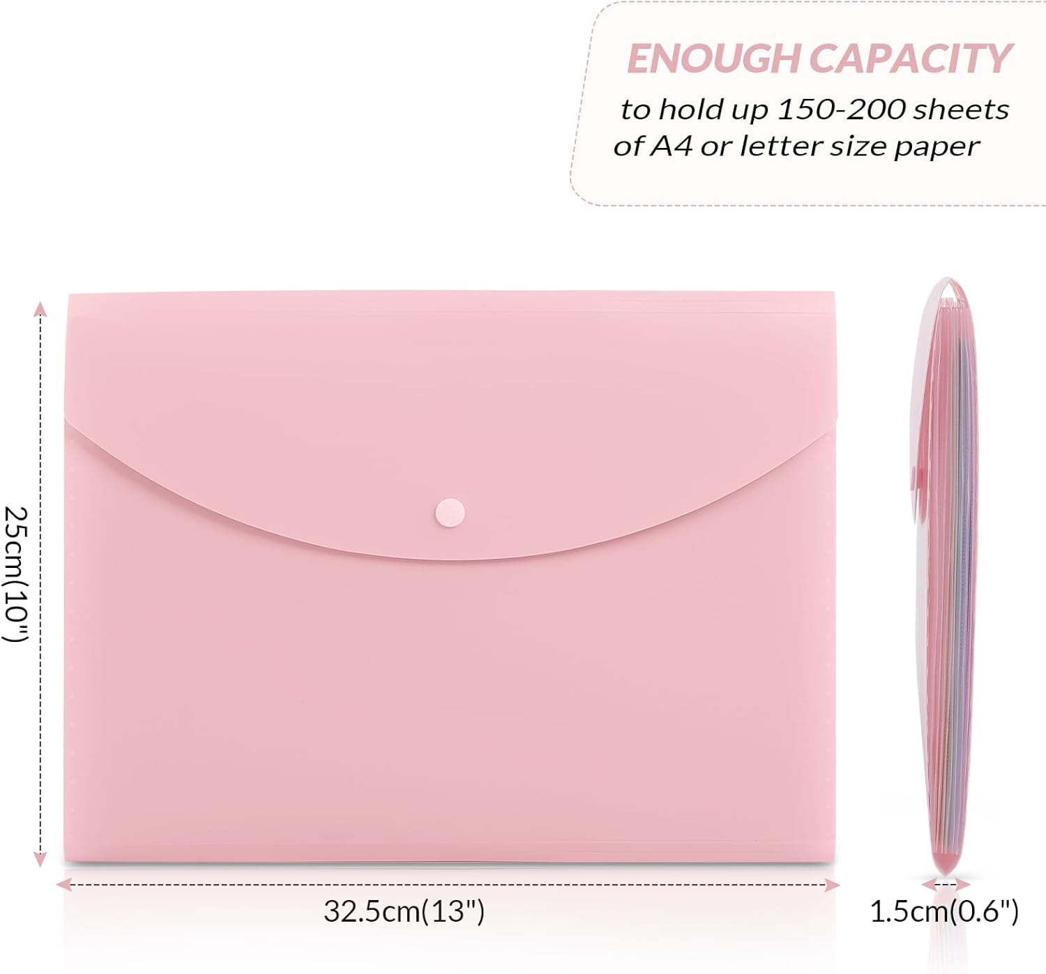 SKYDUE Cute Accordion File Organizer, Expanding File Folder with 8 Pockets, Document Organizer with Colorful Tabs for School, Office, Hospital Tax, Receipts Storage Letter/A4 Size Pink