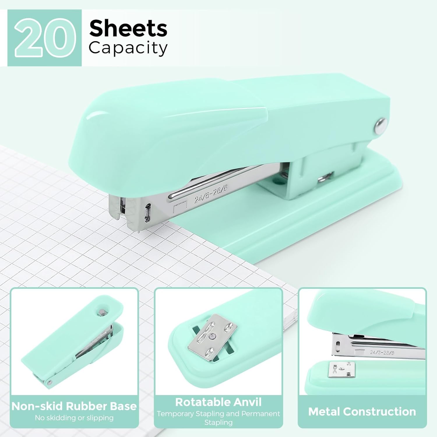 SKYDUE Pink Office Desk Accessories, Pink Office Supplies, Stapler, Tape Dispenser, Scissors, Clips and 1000pcs Staples,Office Supplies for Desk for Women