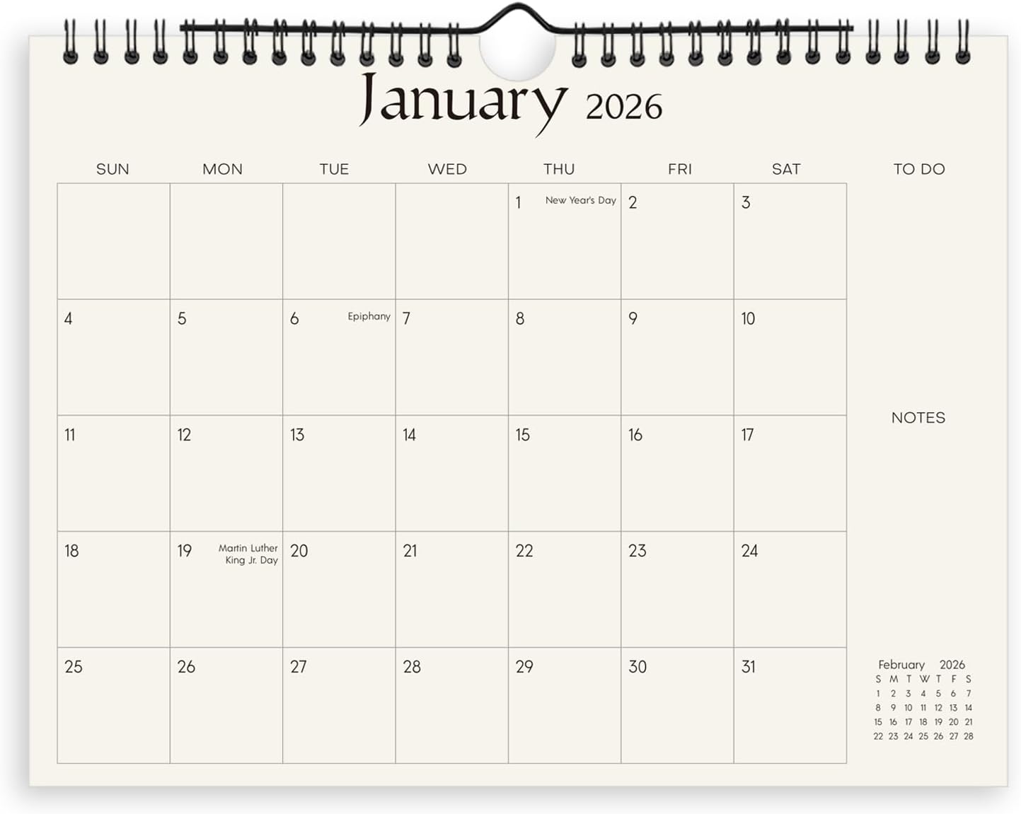 SKYDUE Wall Calendar 2026-2027, Jan 2026 to Jun 2027 18 Months 2026 Wall Calendar with Planner Stickers, 14.5" x 11.5", Black