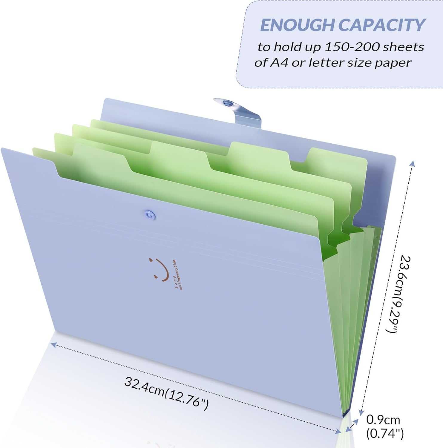SKYDUE Letter A4 Paper Expanding File Folder 5 Pockets