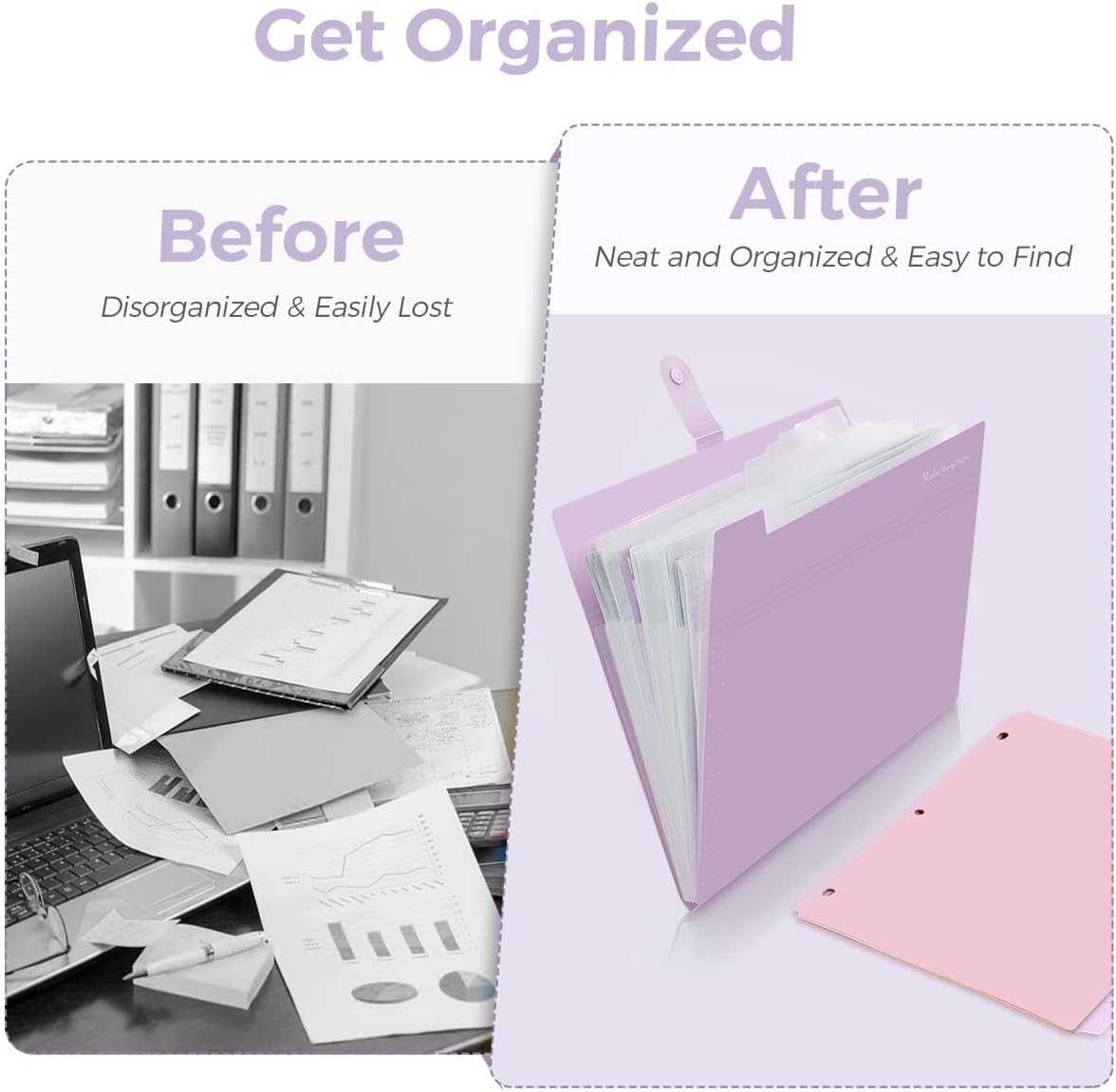 SKYDUE School Supplies Set – 1" 3-Ring Binder, 2 Expanding File Folders, 3 Spiral Notebooks, 8 Tab Dividers & Pencil Pouch – Cute Stationery for High School Stude, College Essentials Purple