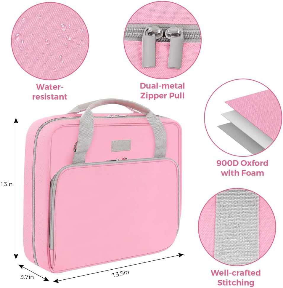 SKYDUE Zipper Binder 3 Inch D-Ring School with Binder Dividers, 5 Tabs Dividers, Pack of 2 Set, Pink