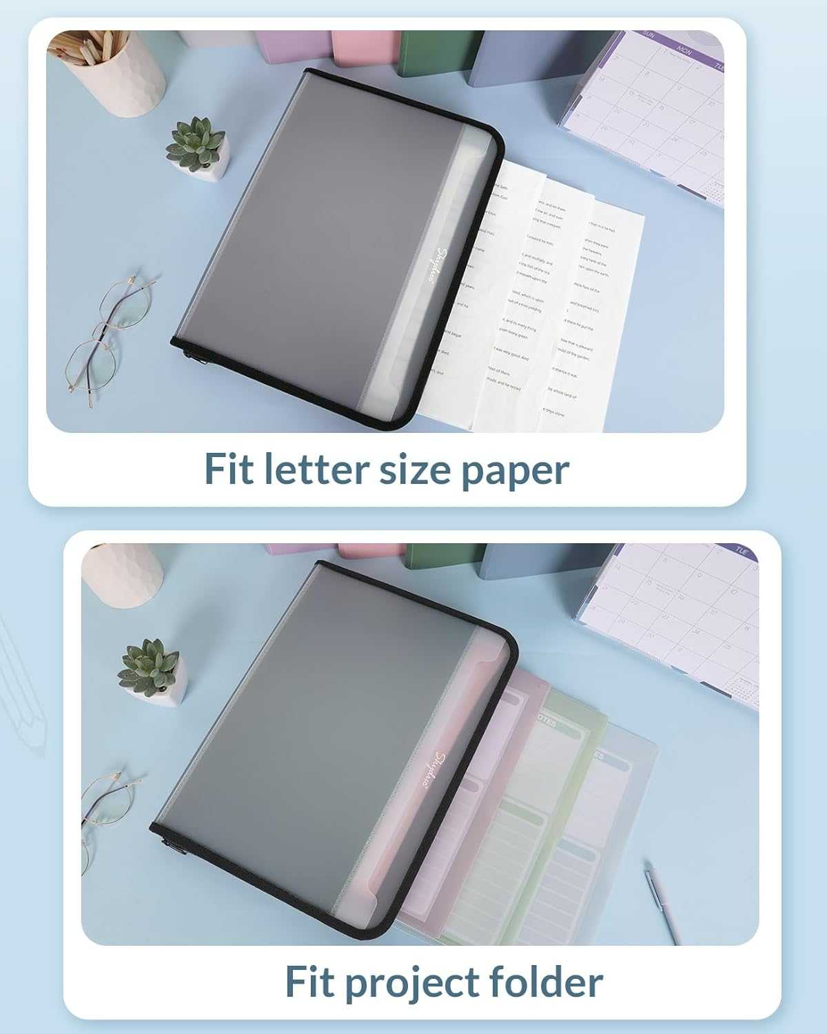 SKYDUE Accordion File Organizer 13 Pockets and 7 Pocket Expanding File Folder with Front Pocket, Letter Size